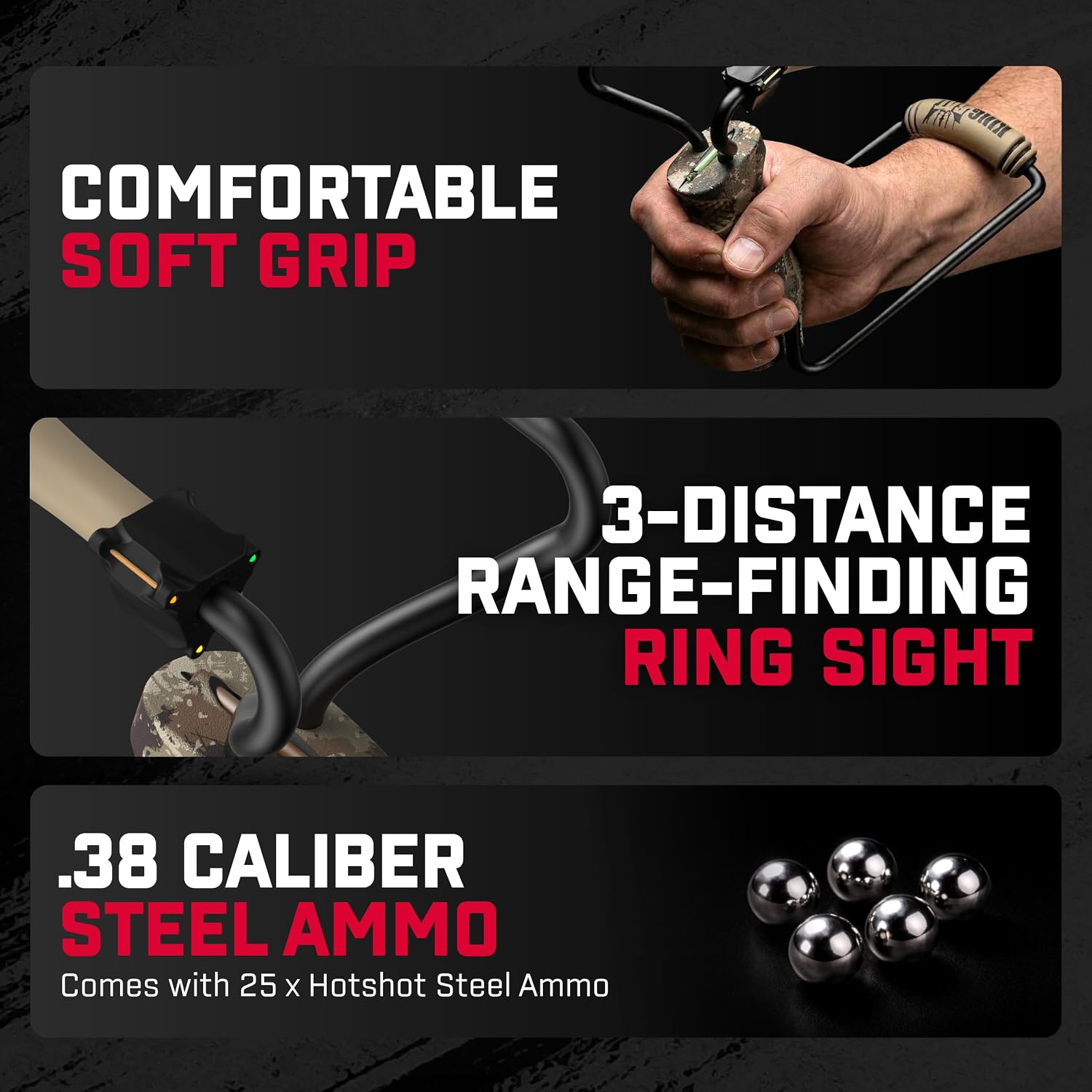 King Rat Slingshots by Barnett, Black Widow Hunter Slingshot, Includes Double-X Tapered Speed Bands, Hotshot .38 Caliber Ammo, & Brushed Leather Pouch