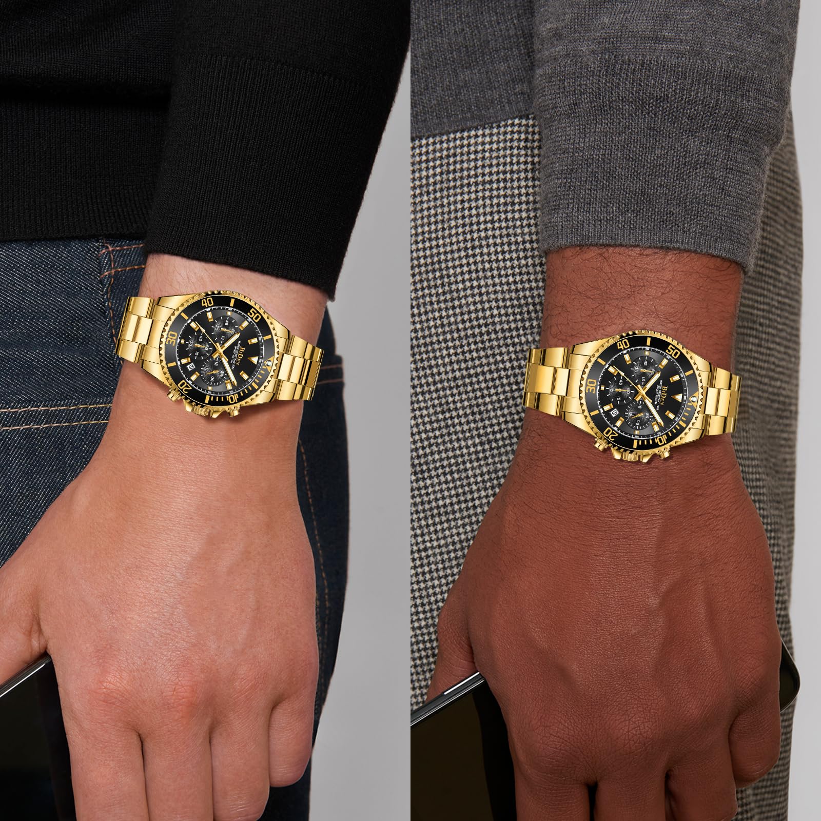 BIDEN Orologio Analogico al Quarzo Uomo con Cinturino in Acciaio Inossidabile BIDEN-0163