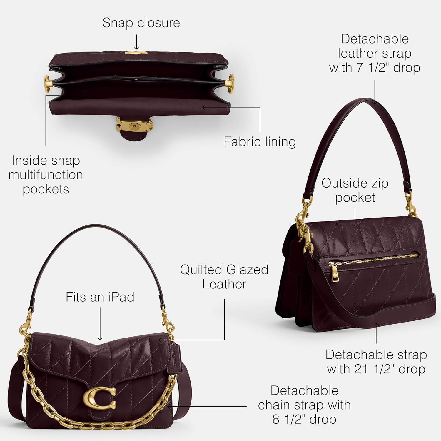 Coach Quilted Chain Tabby Shoulder Bag - Image 3