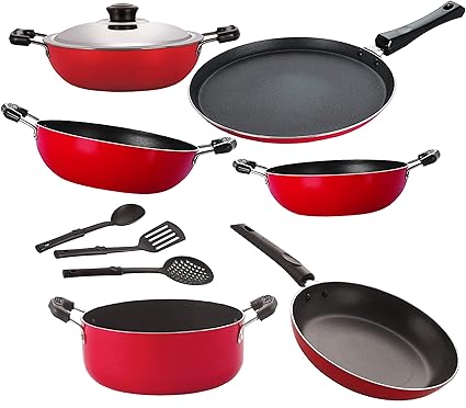 Nirlon Nonstick Aluminium Gas Compatible Cookware Utensils Combo Gift Set Offer [FT13_KD13_KD14_DKD(M)_Cass20_TP24_3SPN]
