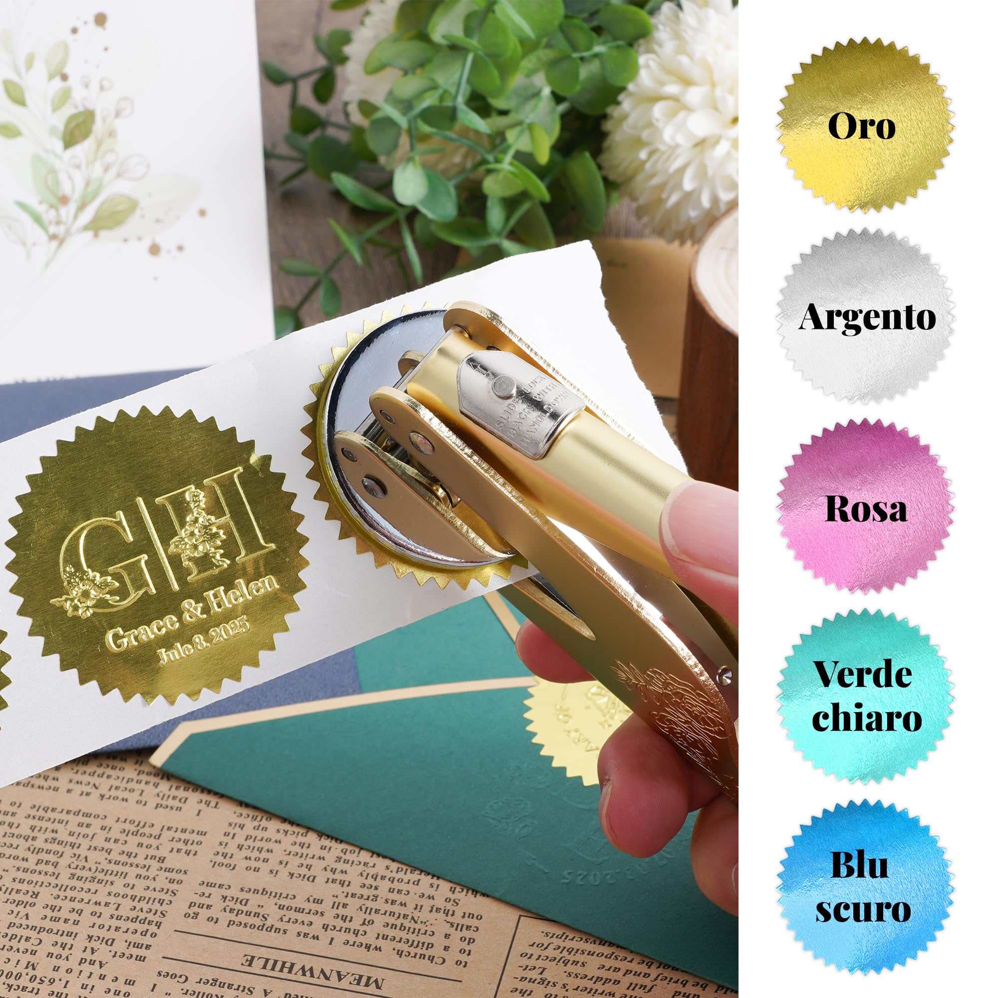 Easycosy Embosser per Libri Personalizzato, Mini Goffratrice Personalizzata con Testo, Timbri per Nome Personalizzati, Ex Libris Timbro, Idee Regalo per Carte, Biblioteche, Buste