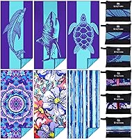 Vista 21 de Paquete de 2 toallas de playa de microfibra fina y ligera de gran tamaño, 71 x 32 pulgadas, extra grandes, sin arena, para viajes, natación