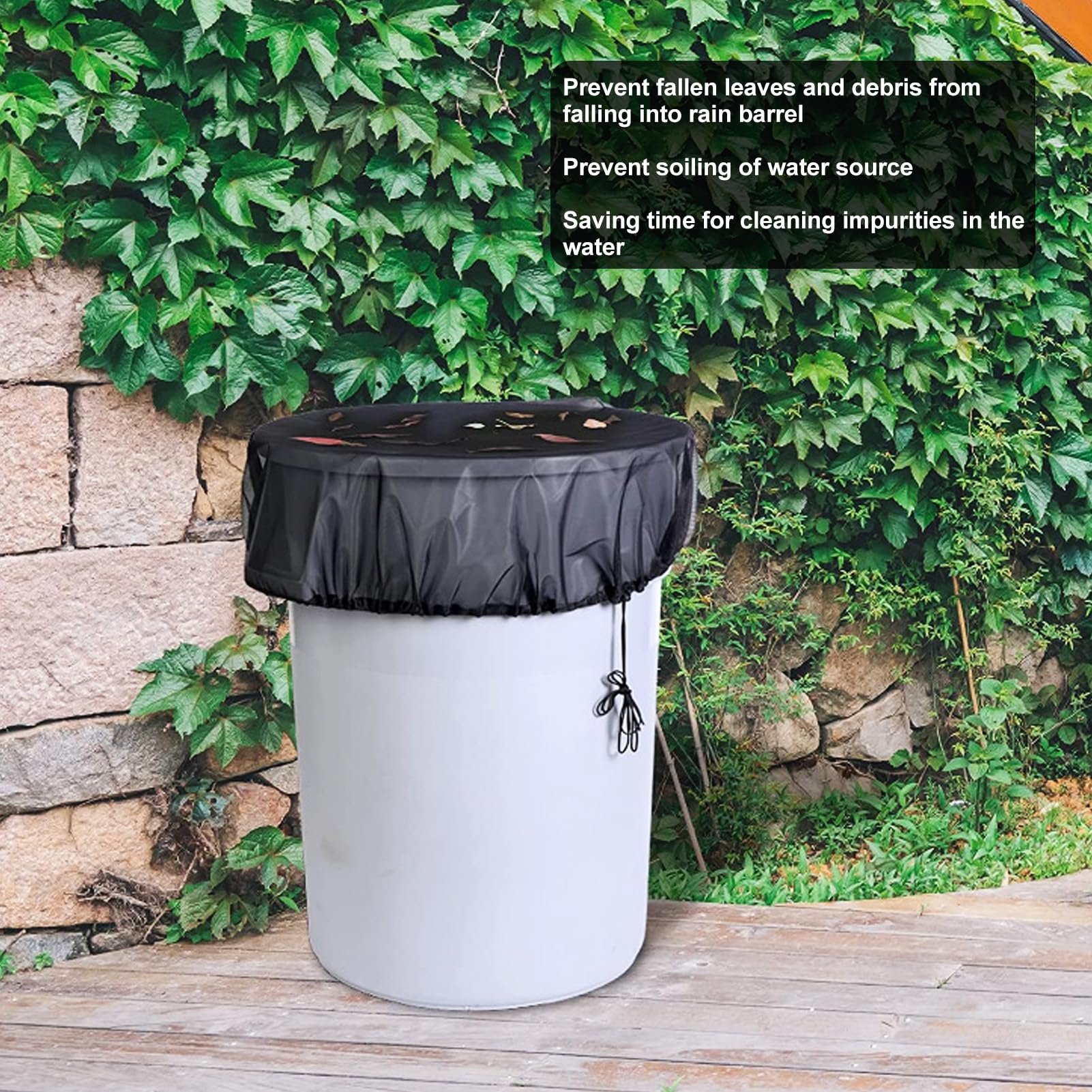 Rain Mesh Cover, Mesh Cover for Rain Barrels, Drawstring Leaf Filter Water Collection Buckets Tank Protector Outdoor Garden Net Screen to Keeps from Leaves and Debris (Dia : Patio, Lawn