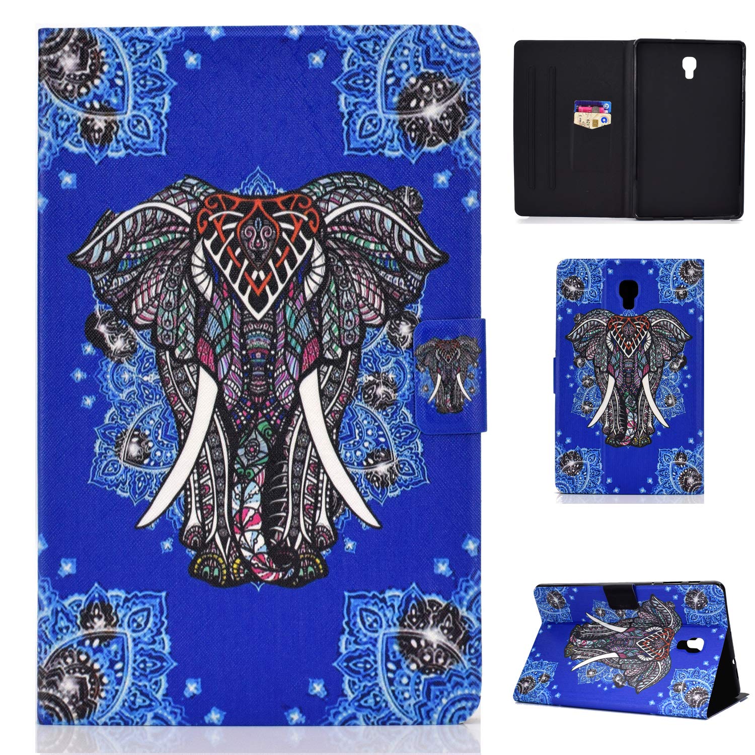 JUNJIUSamsung Galaxy Tab A 10.5 Case -PU Leather Soft TPU Slim Cover with Auto Wake/Sleep Function for Samsung Galaxy Tab A SM-T590 / SM-T595 10.5 Inch 2018-Ethnic elephant