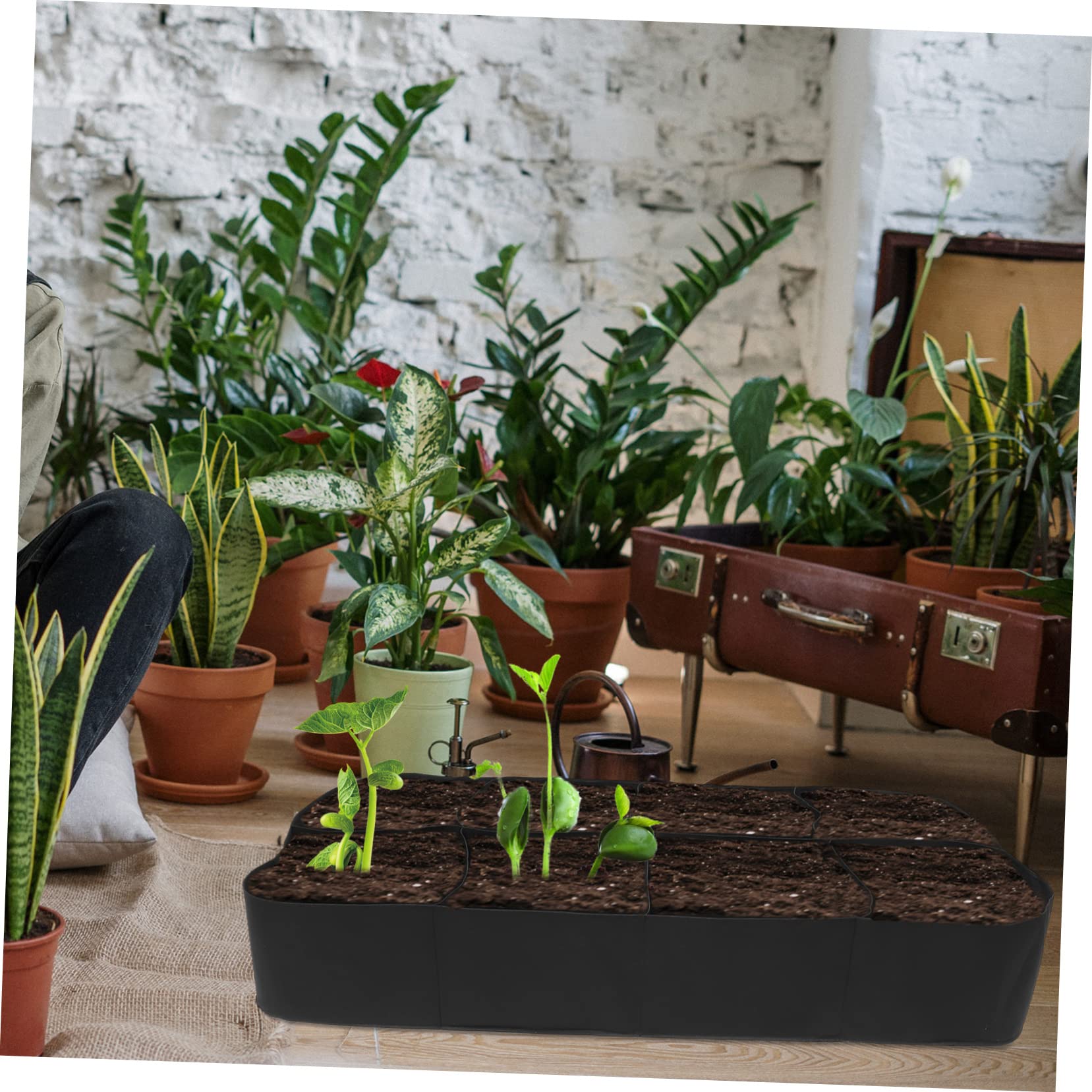 Hochbeet Pflanzsack mit Fächern Schwarzer Filz Atmungsaktiv 1 Mehrkammer Design für Gemüse und Pflanzen für Garten und Balkon