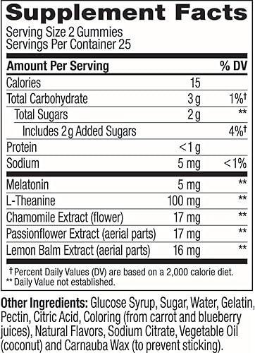 Vista 17 de OLLY - Gomitas extrafuertes para dormir, ayuda ocasional para dormir, 5 mg de melatonina, L-teanina, extractos de manzanilla y melisa, sabor a mora