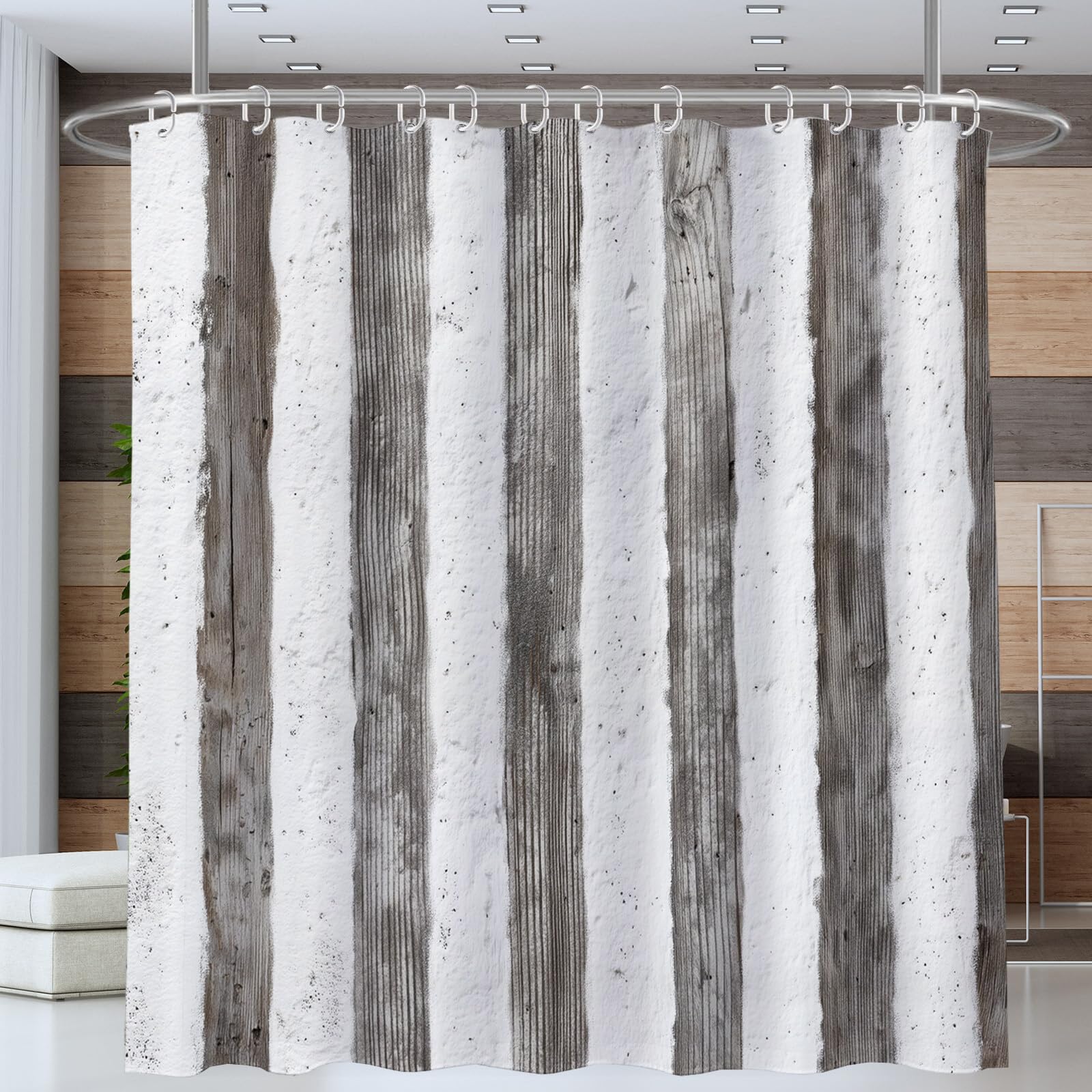 Rideau Douche, Rideau Baignoire Lavable en Machine Rideaux Douche Tissus Lavable Rideau De Baignoire Lavable pour Salle De Bain Domicile Baignoire Famille, Texture De Ligne,