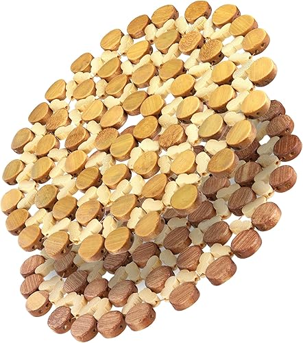 Miniatura 4 de AVLA Paquete de 10 salvamanteles de bambú para platos calientes, almohadillas calientes resistentes al calor de 8.3 pulgadas, soportes para tetera,