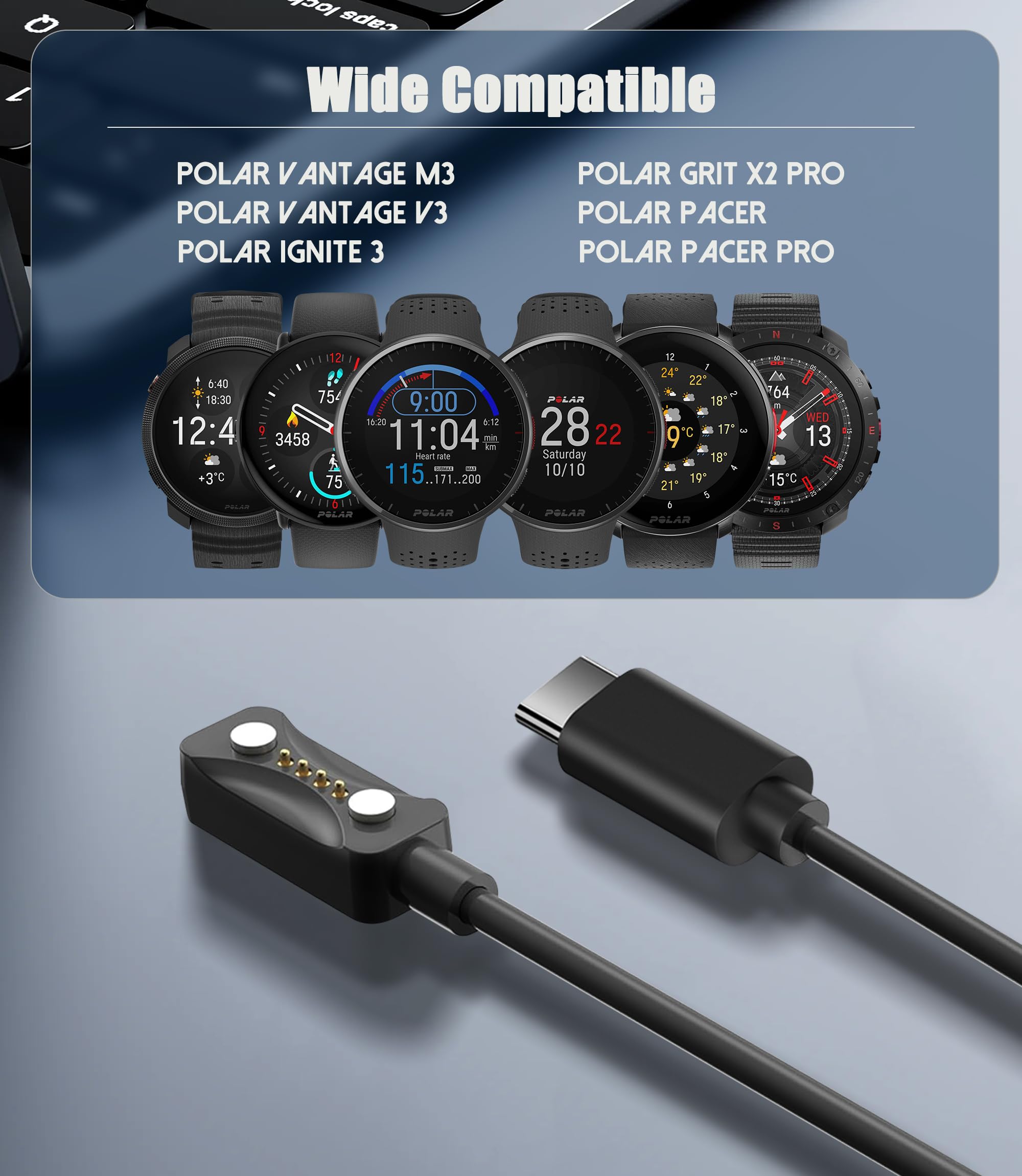 TUSITA Chargeur Compatible Avec Polar Ignite 1 2,Vantage V,Vantage V2