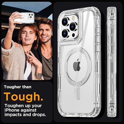 Miniatura 7 de AICase Funda para iPhone 16 Pro Max, transparente construida para MagSafe, 3 en 1, resistente protección contra caídas, a prueba de golpes, caídas y