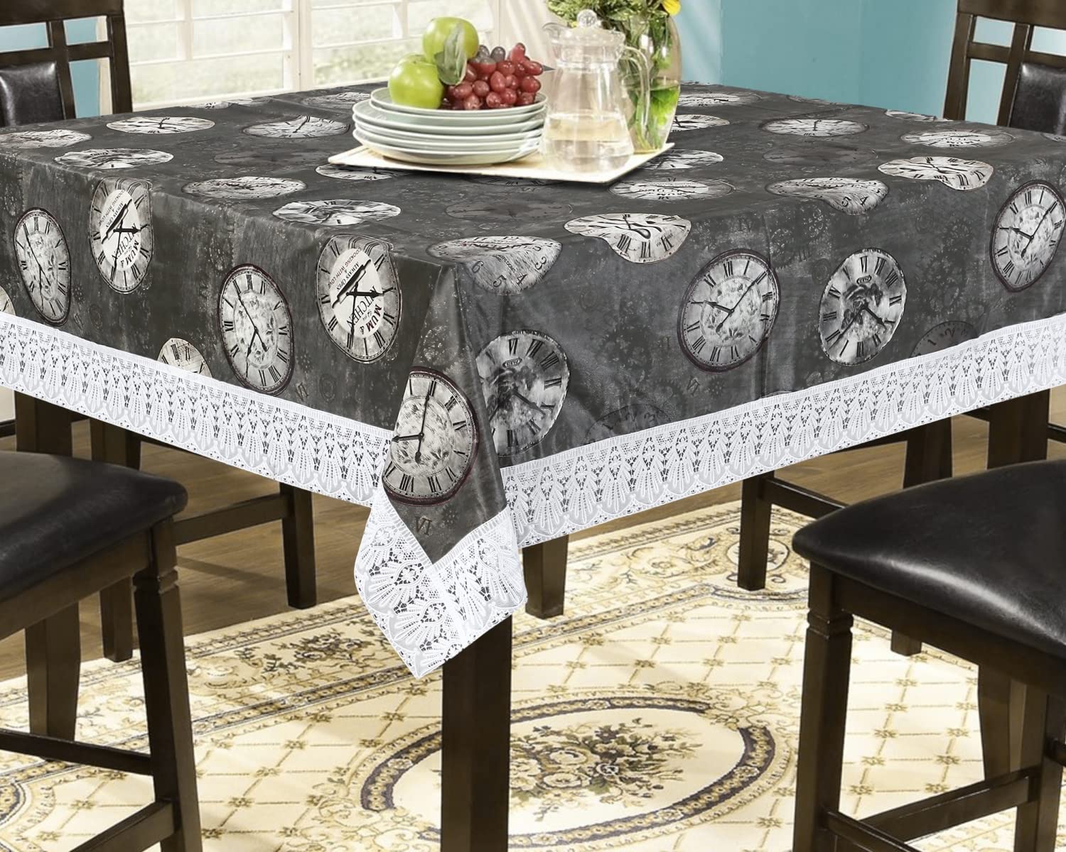 The Furnishing Tree Square Shaped WxL 48x48 Inch Center Table Cover Waterproof PVC Analog Pattern Black (B0C6617VFB) Amazon Price History, Amazon Price Tracker
