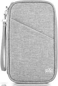 Porta-passaporte familiar, carteira feminina com bloqueio de RFID, organizador de documentos de viagem, porta-passaportes premium, 01 Quartzo cinza, OPP, Moda de viagem