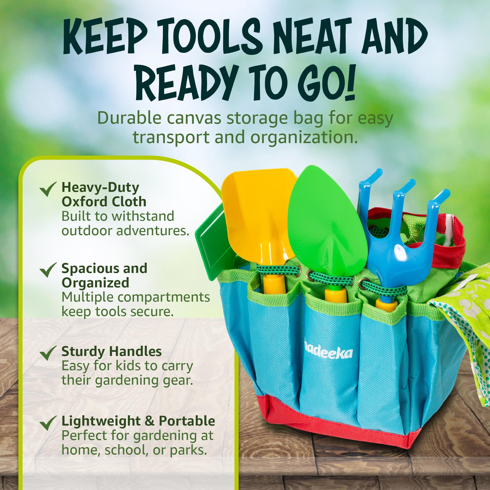 Hadeeka Kids 15pc Garden Tool Kit, Complete Children's Gardening Set including Tools, Apron, Gloves, Watering Can, Plant Pots - Image 4