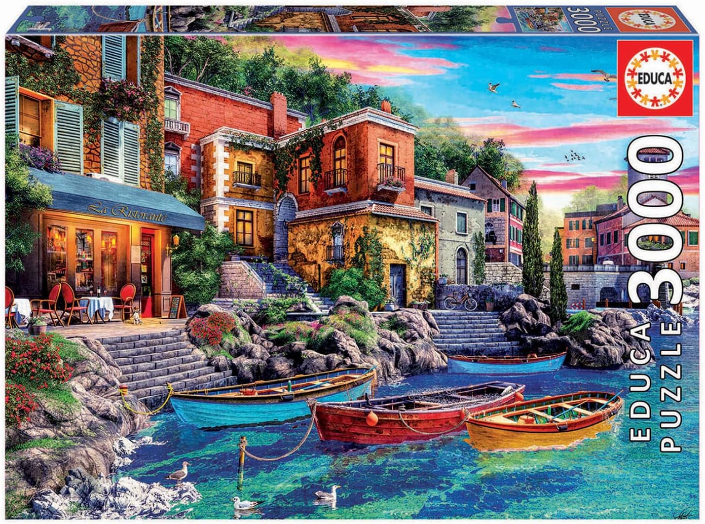 Sunset in Como - 3000 Piece Jigsaw Puzzle - Puzzle Glue Included - Completed Image Measures 47.25" x 33.5" - Ages 14+ (19052)