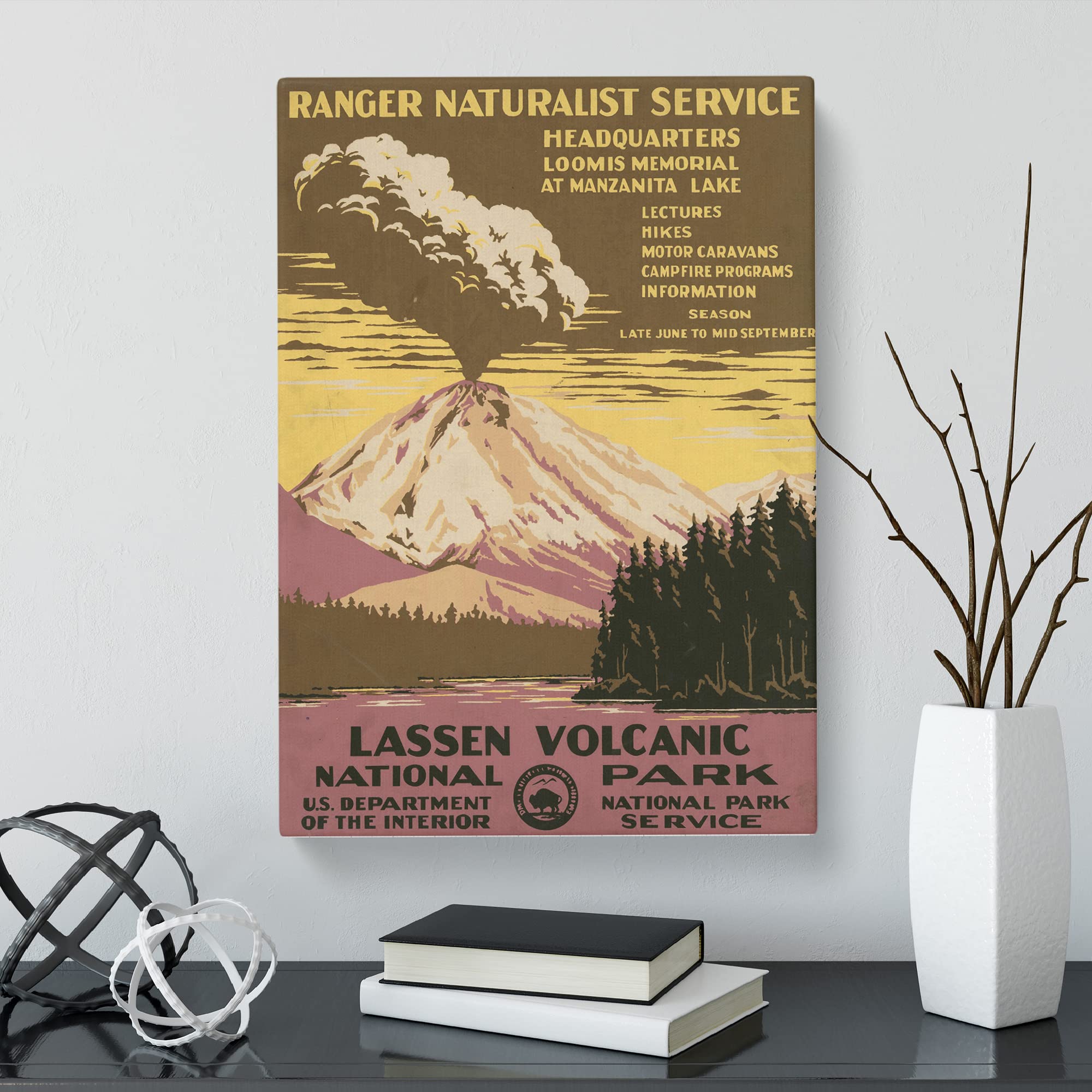 Wpa Lassen Volcanic National Park Travel Poster Canvas Print, Mixed, 25L x 50W cm - Image 3
