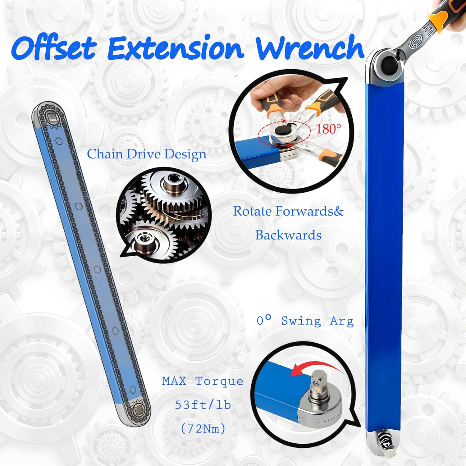 Offset Extension Wrench Tool Set with 3/8" to 1/4" Adapters, 0° Swing Arc Tight Reach Wrench for Automotive Repairs in Hard-to-Reach Spaces, Includes 9 Metric Sockets & Storage Bag