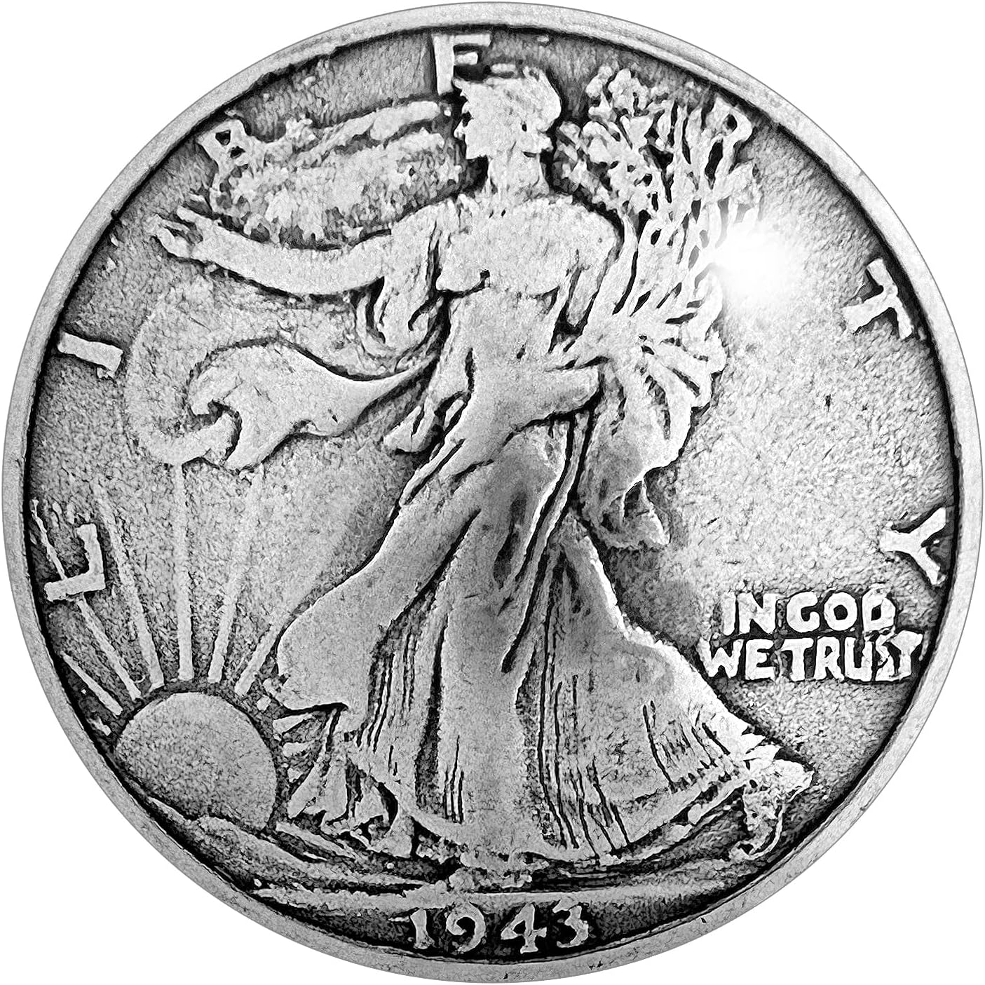 1 1/4'' Antique Walking Liberty Half Dollar Reproduction Coin Concho Screw Back