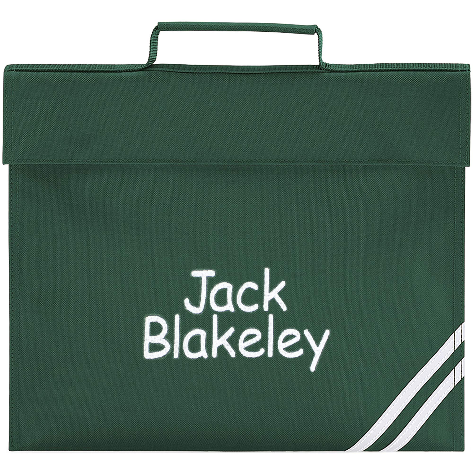 Teddyts Bottle Green Personalised Embroidered Name School Book Bag (Bottle Green)