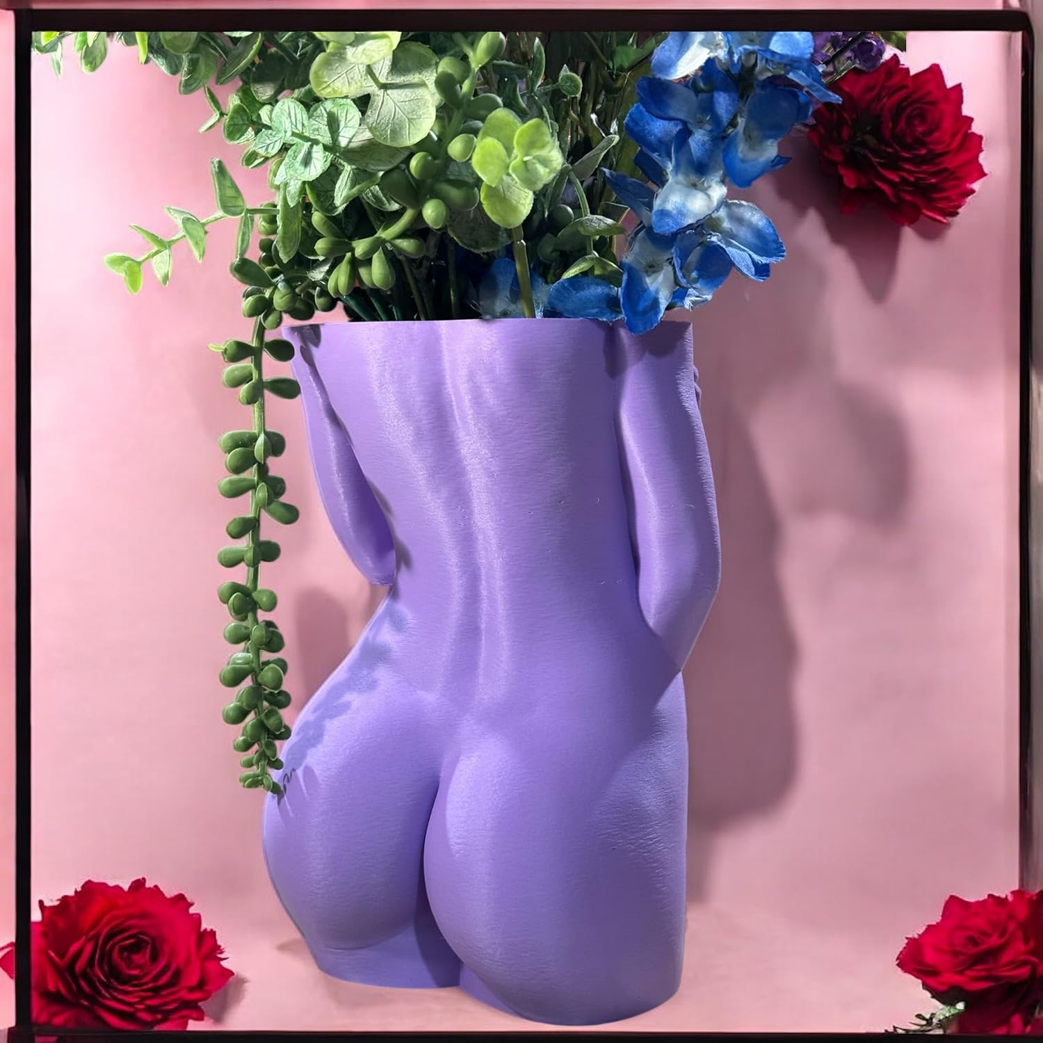 Female Body vase Planter Pot Bridesmaid Gift Erotic Flower Pot Plant Lovers Gift Body Positive Pot Woman vase (Large) (Hot Pink)