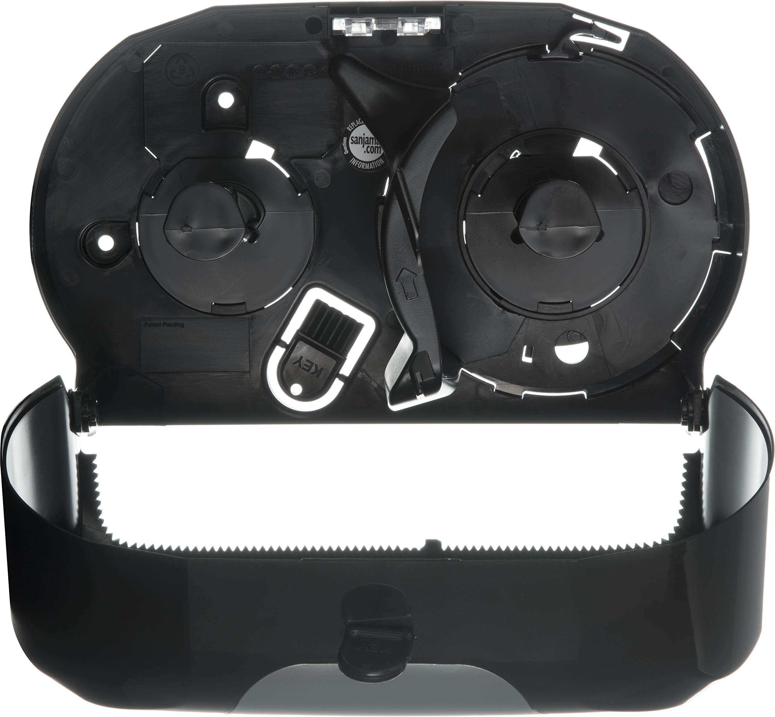 San Jamar R3600TBK Versa Dosificador doble de pañuelos de baño, Mandril de 1.437 pulgadas, perla negra (TTD105), Negro/Acero inoxidable, 1