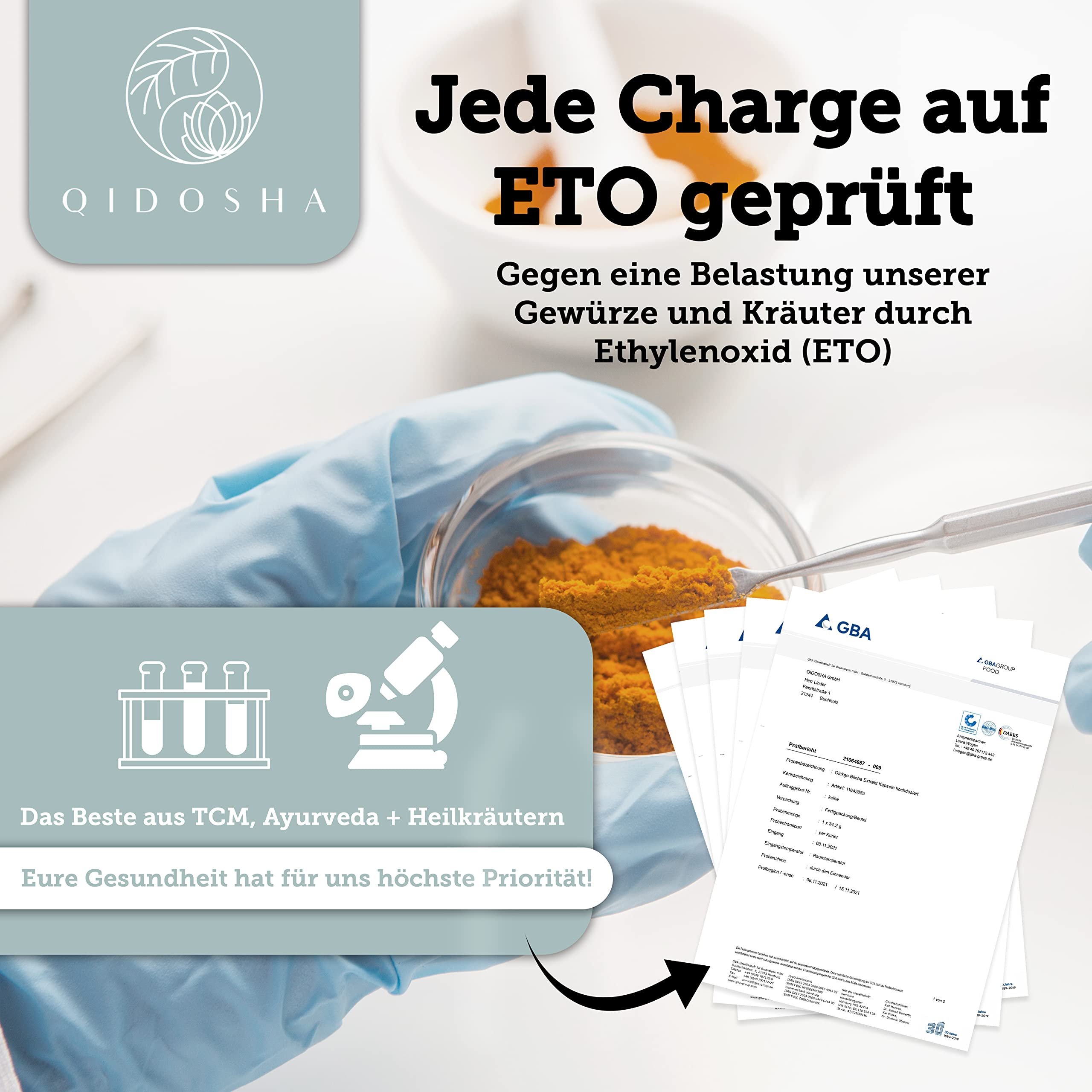 QIDOSHA® Kurkuma Extrakt Kapseln hochdosiert mit Piperin, 120 Stk, 618 mg Curcuma Extrakt Kapseln, davon 316 mg reiner Curcuma-Extrakt mit hohem Curcumin-Anteil, vegan, laborgeprueft