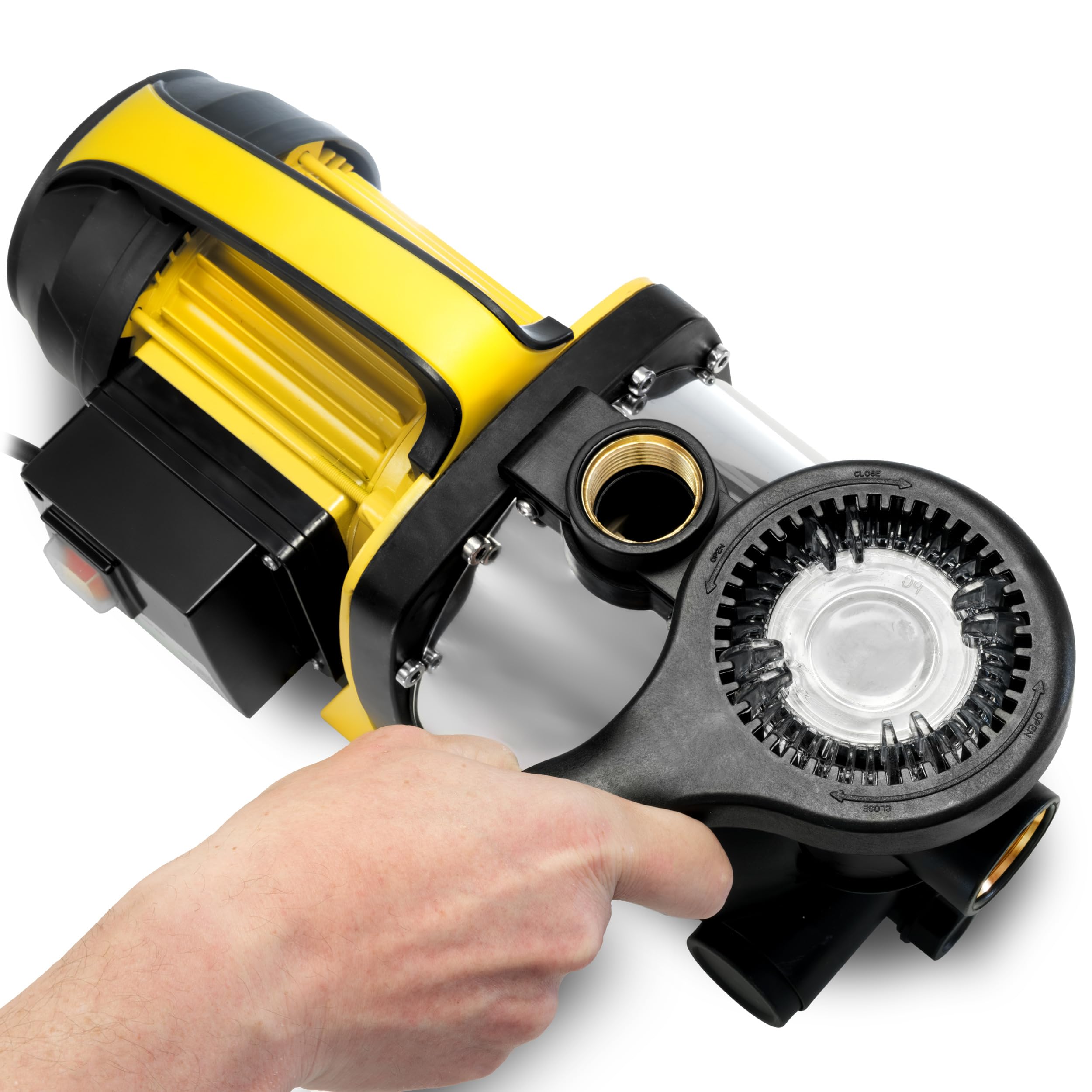 TROTEC Bomba de jardín TGP 1005 ESF – Bomba con potencia 3500 l/h, 1000 W – Presión de extracción 4,2 bar, altura de extracción 42 m, altura de aspiración 7 m, bomba de agua para barriles de lluvia,