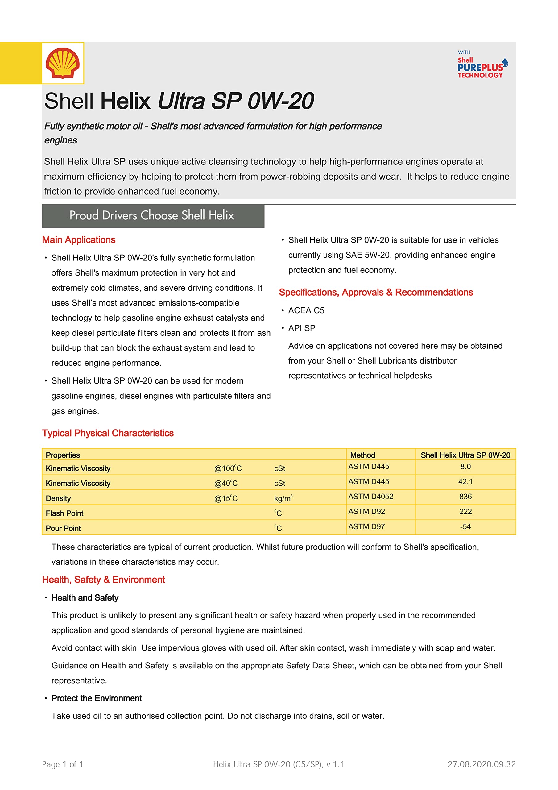 SHELL Motoröl 0W-20 Helix Motor Öl API SN Plus Ultra 5L Kompatibel mit FORD Fiesta Mk6 Schrägheck JA8, JR8, HYUNDAI Tucson TL, TLE, MAZDA CX-5 KE, GH, TOYOTA Yaris Schrägheck P9, MITSUBISHI