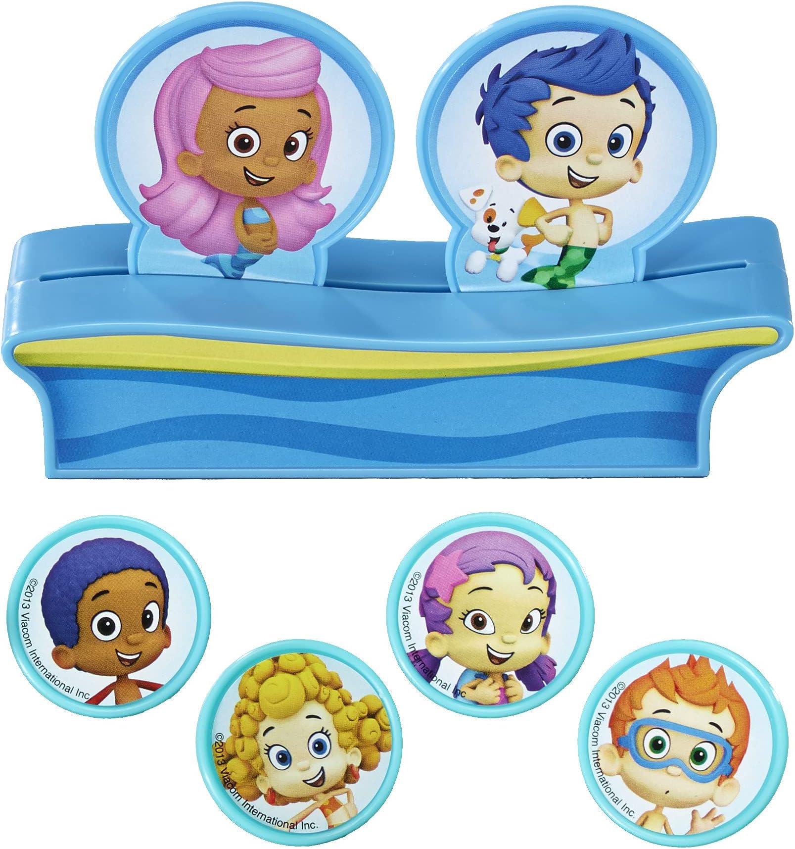 DecoSet® Bubble Guppies Cake Topper, 7-Piece Set Includes 4 Rings and Gil and Molly in a Wave, Create Adorable Guppy Birthday Cakes or Cupcakes
