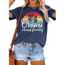 Hawaiian Shirts Women Ohana Means Family Shirt Hawaii Tropical Graphic Tees Summer Beach Tops Vacation Camping Outfits