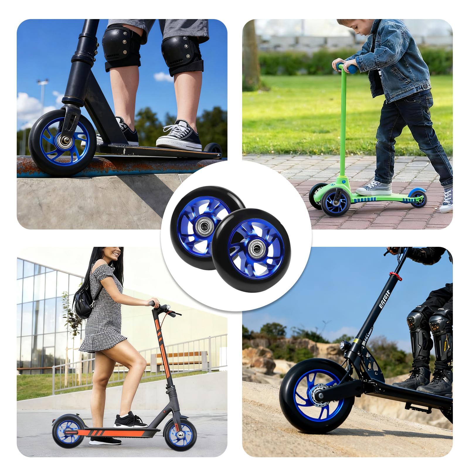 HA BIN Ruote per Monopattino Freestyle 100mm – Ruote Stunt Scooter con Cuscinetti ABEC-9, Accessori di Ricambio per Trottinette, Performance e Durabilità, Compatibili con Scooter Stunt