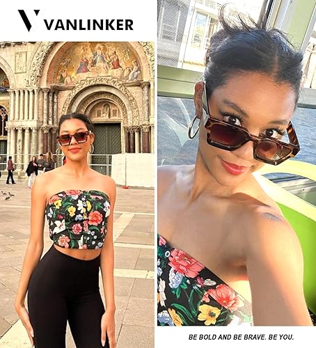 Miniatura 3 de VANLINKER Gafas de sol cuadradas gruesas para hombres y mujeres persianas rectangulares gruesas con protección UV400 VL9731