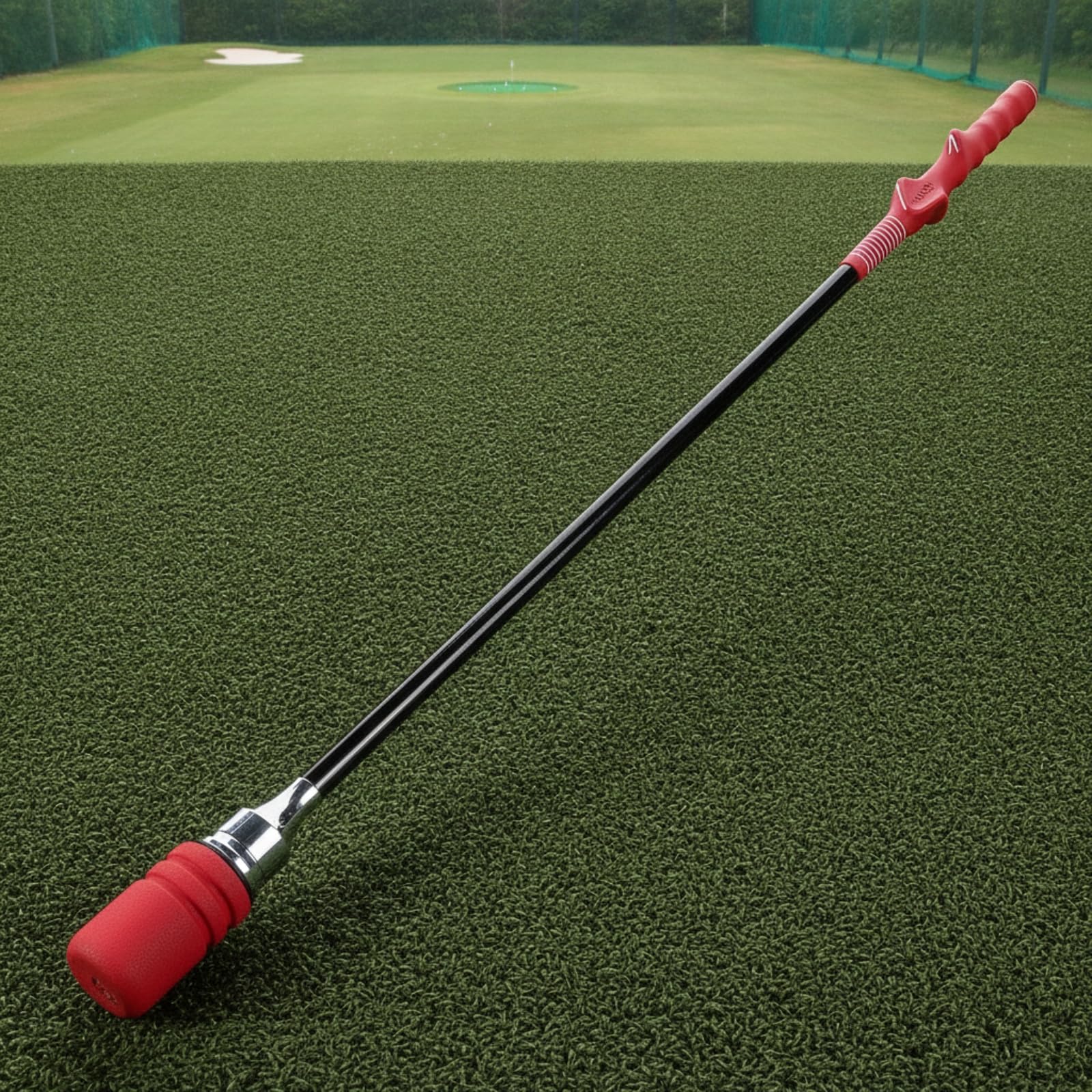 Golf Swing Attrezzo Allenamento Mazza Simulatore Correttore con Barra in Acciaio E Punta Imbottita in Schiuma Impugnatura Ergonomica Antiscivolo Suono