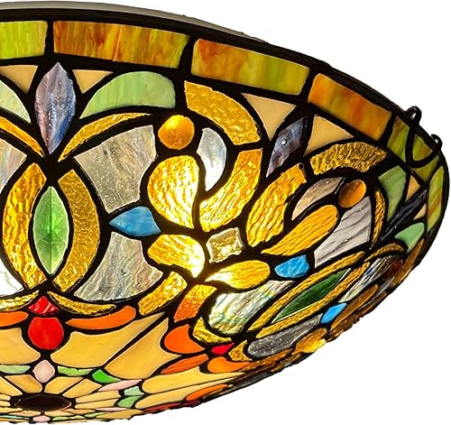 Miniatura 2 de ARTZONE Tiffany - Luces de techo, 3 luces de 16 pulgadas de vitral, lámpara de techo empotrada para dormitorio, comedor, sala de estar, entrada,