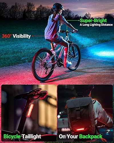 Miniatura 5 de Victoper Bike Light, High Lumens Super Bright Bicycle Lite, 6+4 Modes USB Rechargeable Bike Headlight & Taillight Set, Waterproof Safety Bike Front