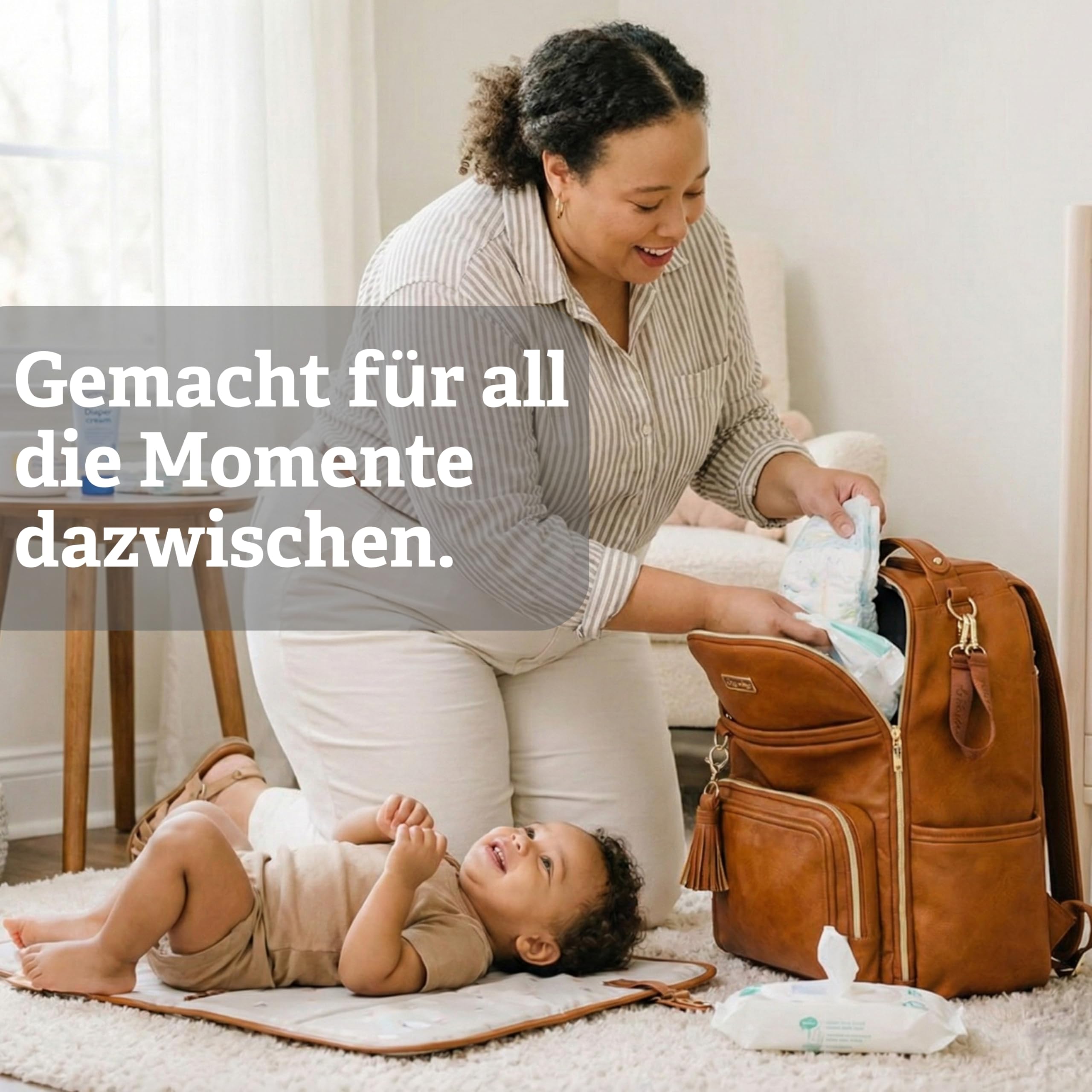 Itzy Ritzy Wickelrucksack & Wickeltasche | Große Nappy Bag mit Wickelunterlage | Groß genug für ihre Welt, organisiert für Ihre | 19 Fächer, Isolierte Flaschenhalter, Kinderwagen-Gurte | Cognac