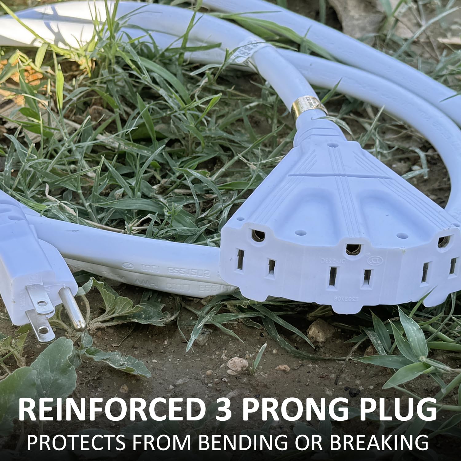 EP 3 Pack 1 Ft 16/3 Flat Plug Indoor/Outdoor Extension Cord, Black Low Profile Electrical Cable for Household Use