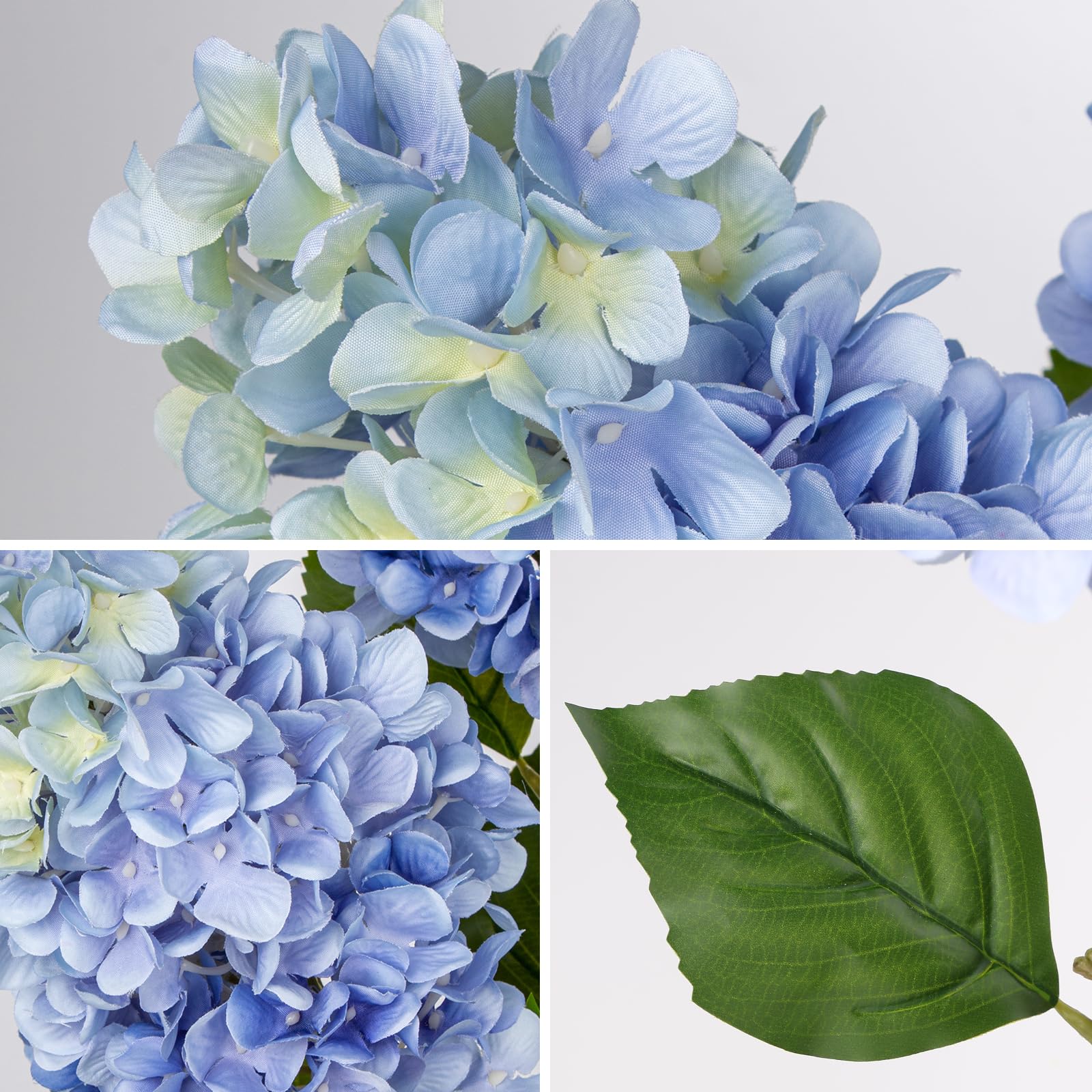 Briful 3PCS Fake Flowers Hydrangea Light Blue Artificial Flowers 28.7" Tall Artificial Hydrangea Flowers - Image 3