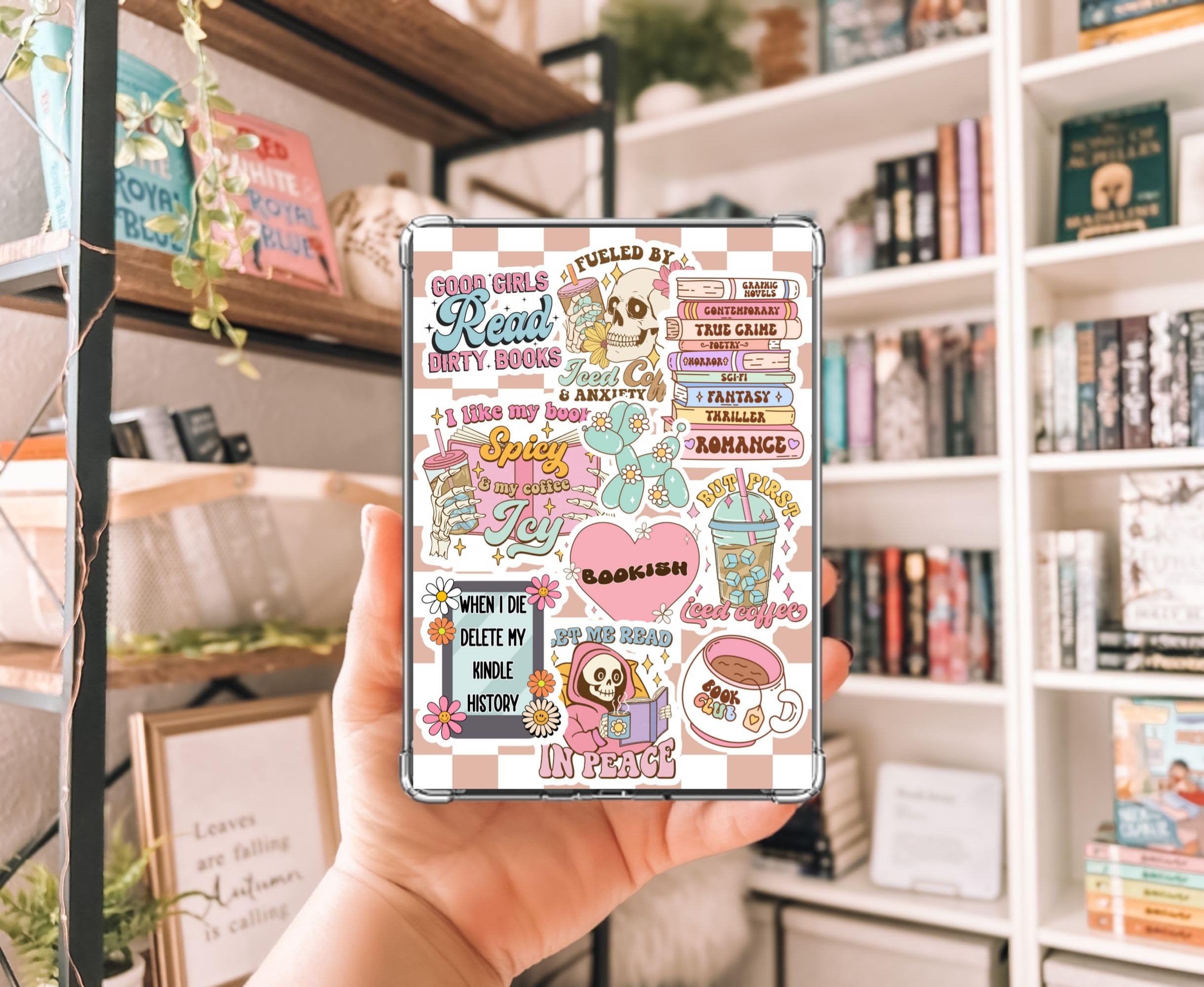 Spicy Bookish Kindle Insert - Romance Reader Aesthetic E-Reader Cover - Cute Insert for Clear Cases - Iced Coffee & Book Lover Gift, Funny Booktok Trend (11th Gen Paperwhite)