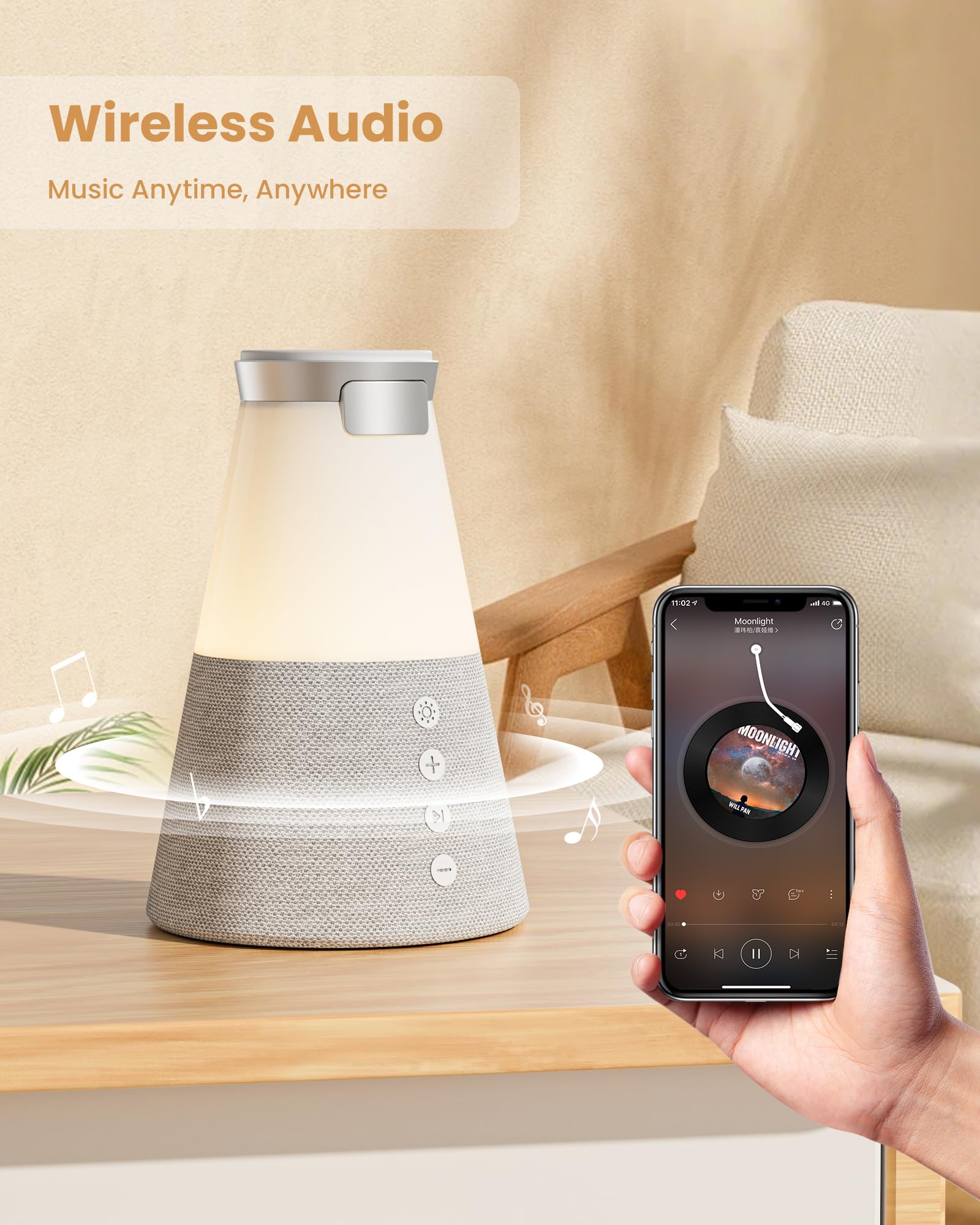 Bluetooth Lautsprecher mit Licht, 4 in 1 15W Tragbarer Lautsprecher Magnetisches Kabelloses Ladegerät, Tragbare Bluetooth-Lautsprecher mit Telefonständer, Männer Geschenke Dimmbare