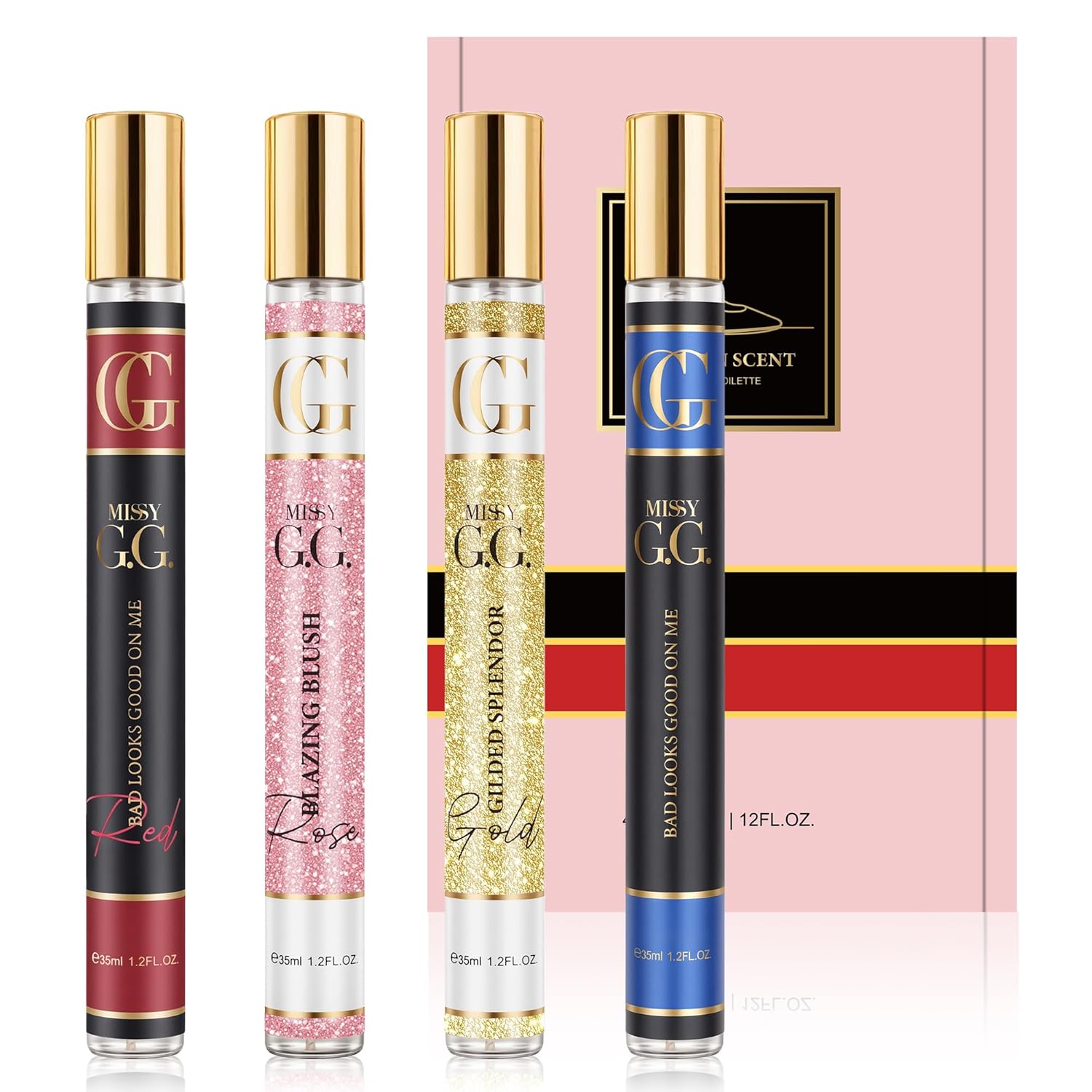 OFUN Perfume for Women, 4 Pack 35ml Perfumes Samples Set, Mini Travel Size Perufme Set, Long Lasting Fruity and Floral Parfum,Hair & Body Perfume Spray, Christmas Gifts Stocking Stuffers