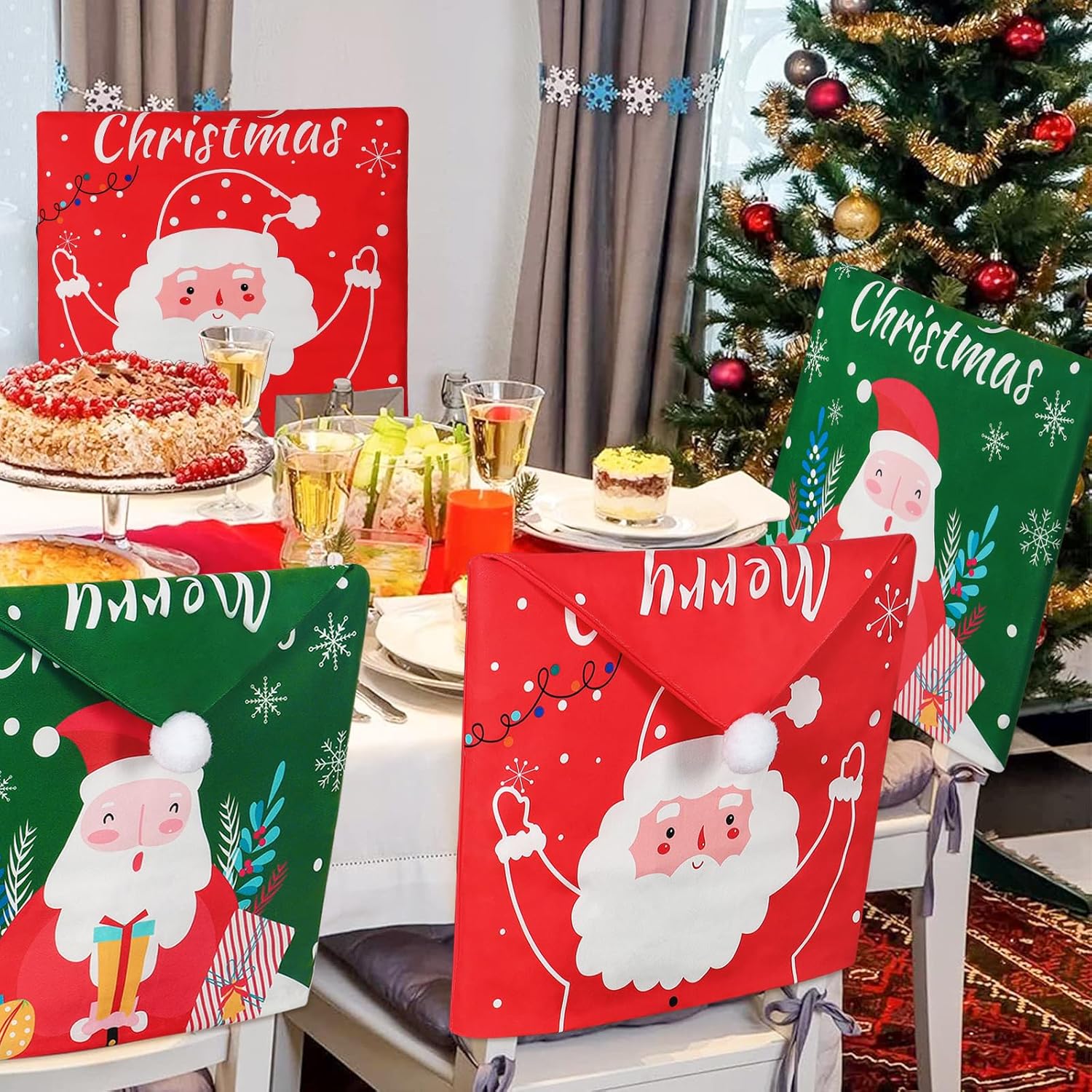 Weldomcor Christmas Chair Covers Set of 4 Xmas Decorations Chair