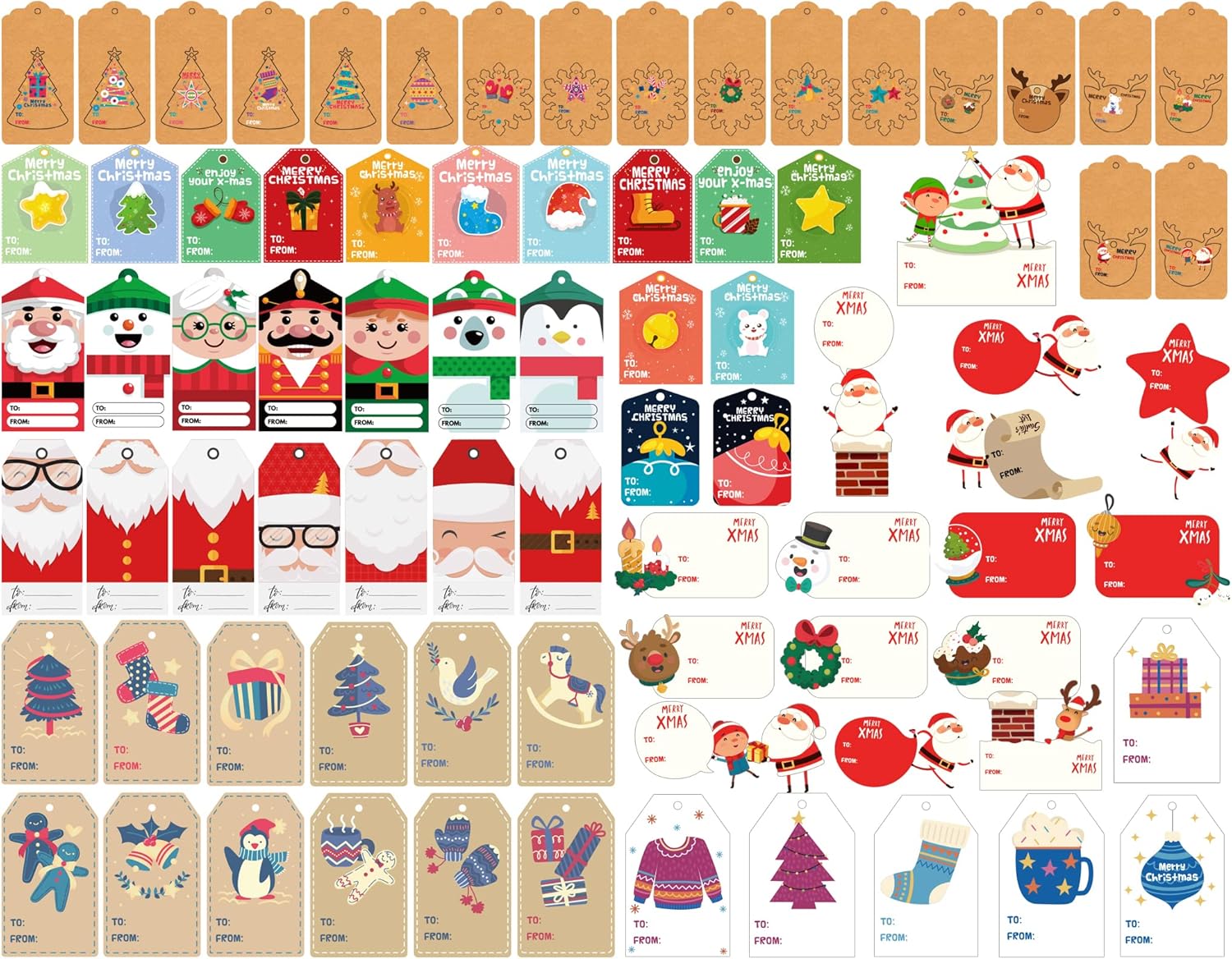 324 Pieces Christmas Gift Tags Hang Name Labels to from Stickers for Present Bags Christmas Tree Snowflake Reindeer Design for Gift Favor,DIY Arts and Crafts Wedding Supply with 50Ft Brown Twine : Health & Household