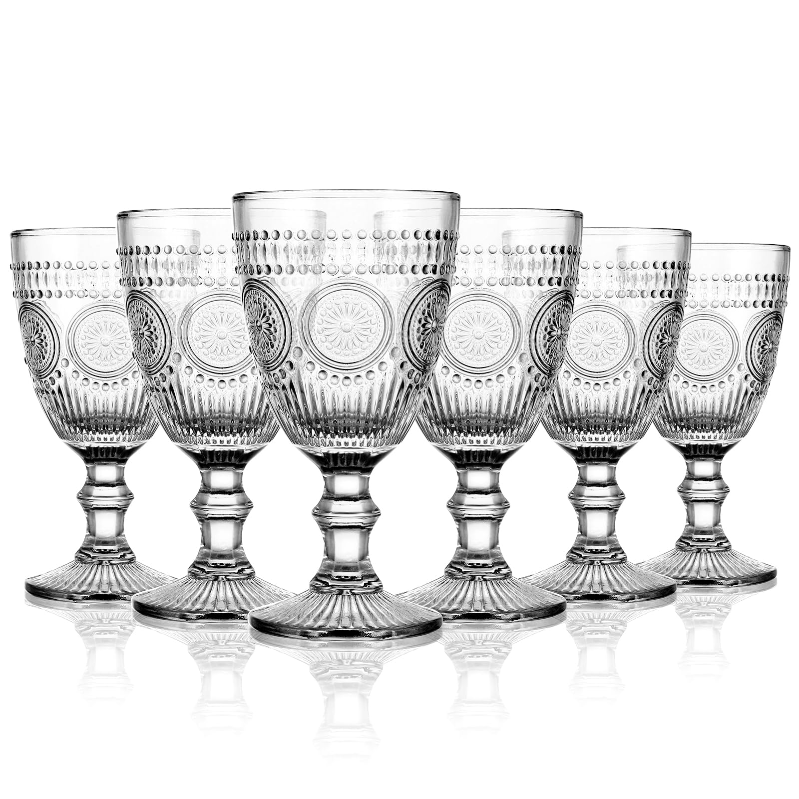 MDLUU Vintage Clear Glass Goblets Set of 6