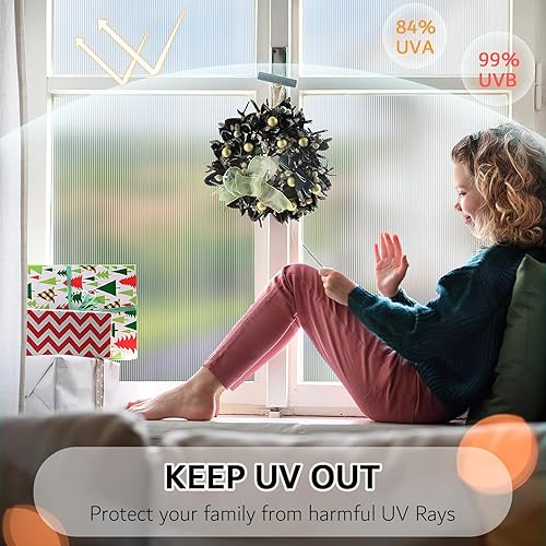 Miniatura 4 de VELIMAX Película de cristal para ventana, película de privacidad para ventana, vinilo esmerilado, calcomanías decorativas 3D no adhesivas para baño,