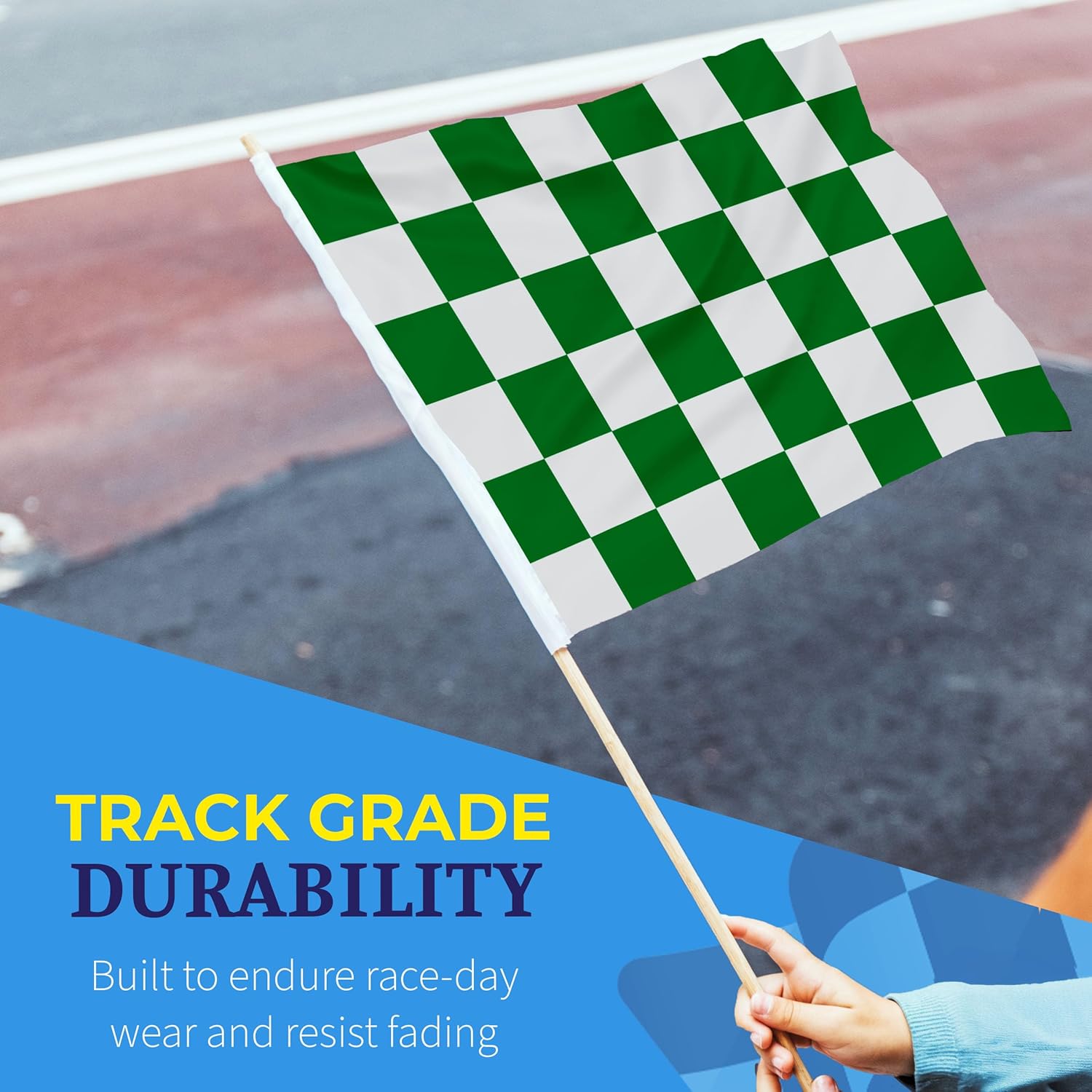 24 x 30 Inch Checkered Racing Flag made out of nylon (Green-White)