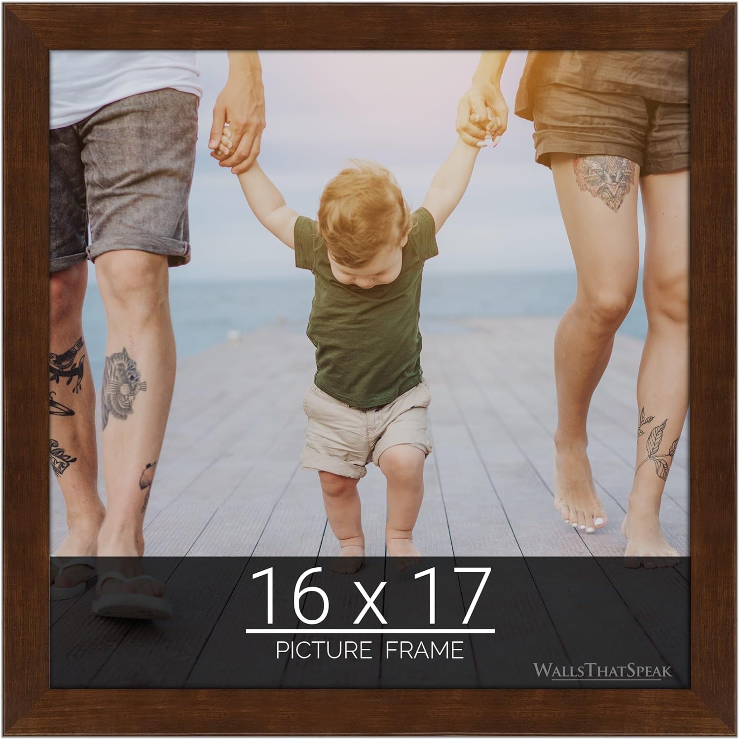 wallsthatspeak 16x17 Mocha Walnut Picture Frame for Puzzles Posters Photos or Artwork