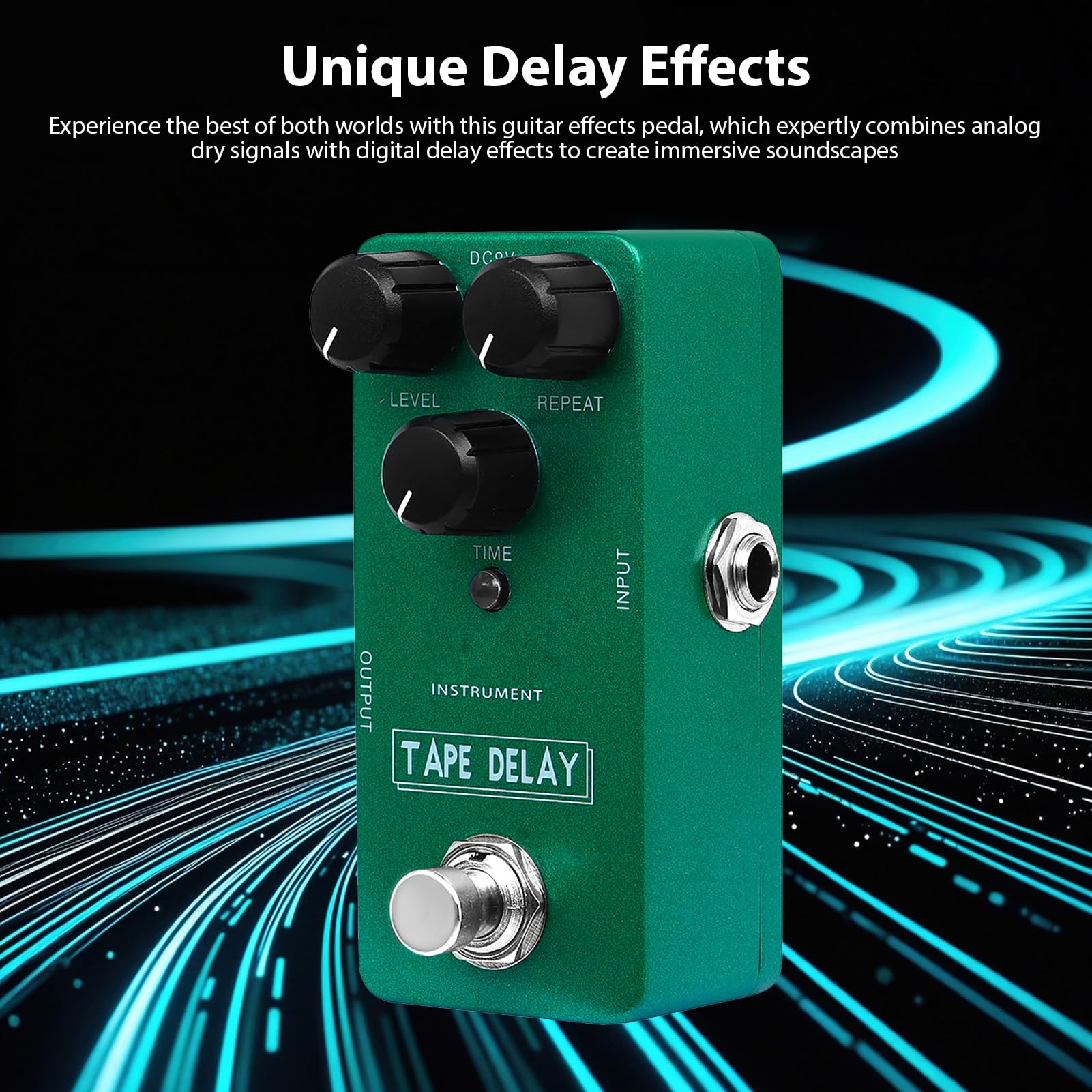 Luocute Effektpedal für E-Gitarre, Tape Distortion Delay mit Analogem Trockensignal, Digital für Saubere Verzerrte Signale, Ganzmetallgehäuse, E-Gitarren-Delay-Reverb-Effekte