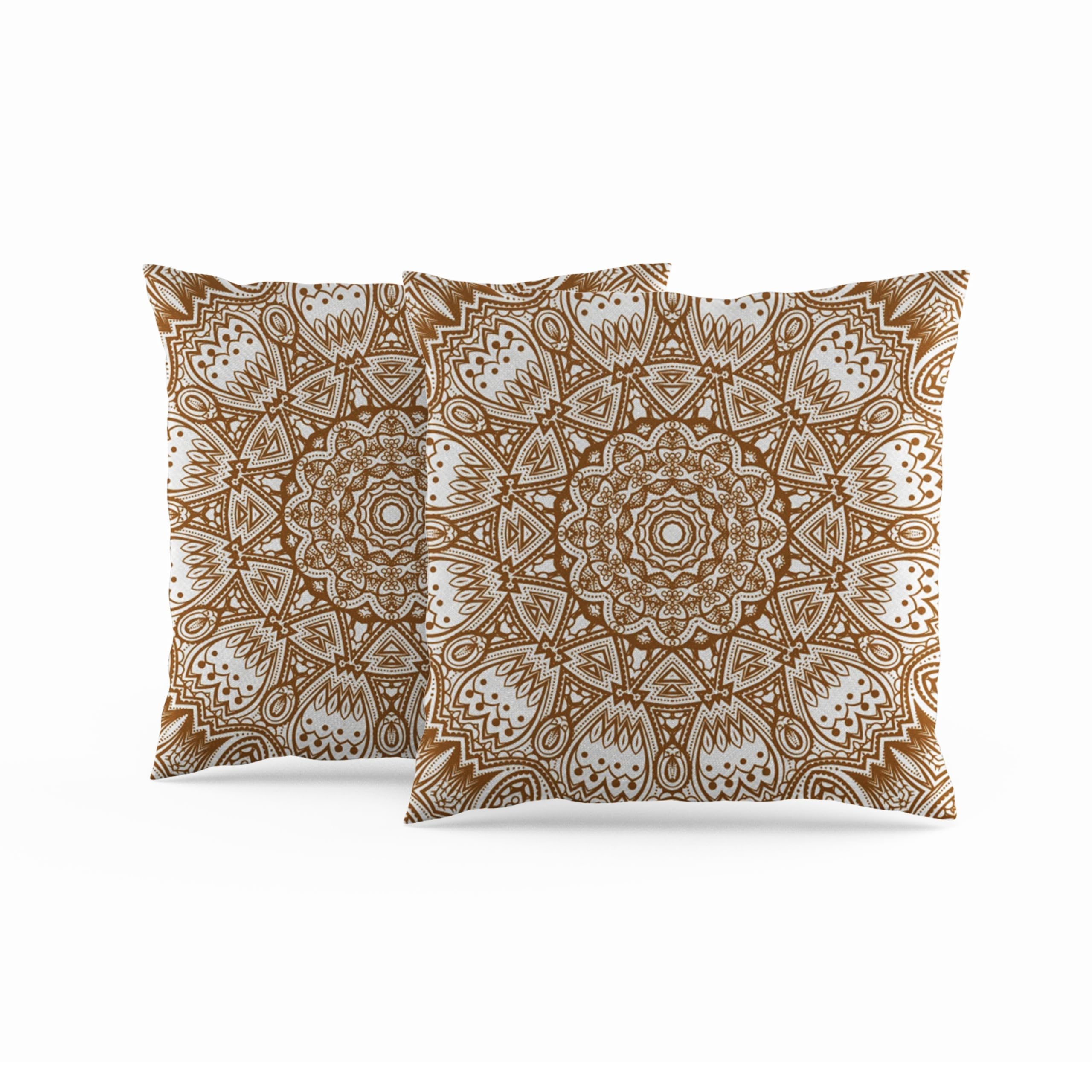 ggaimwf Moroccan Cushion Covers 45x45cm Ochre Ethnic Boho Cushions Indian Style Abstract Mandala Arabesque Meditation Hippie Modern Throw Pillow Cover for Sofa Living Room Bed Pillowcase Set of 2