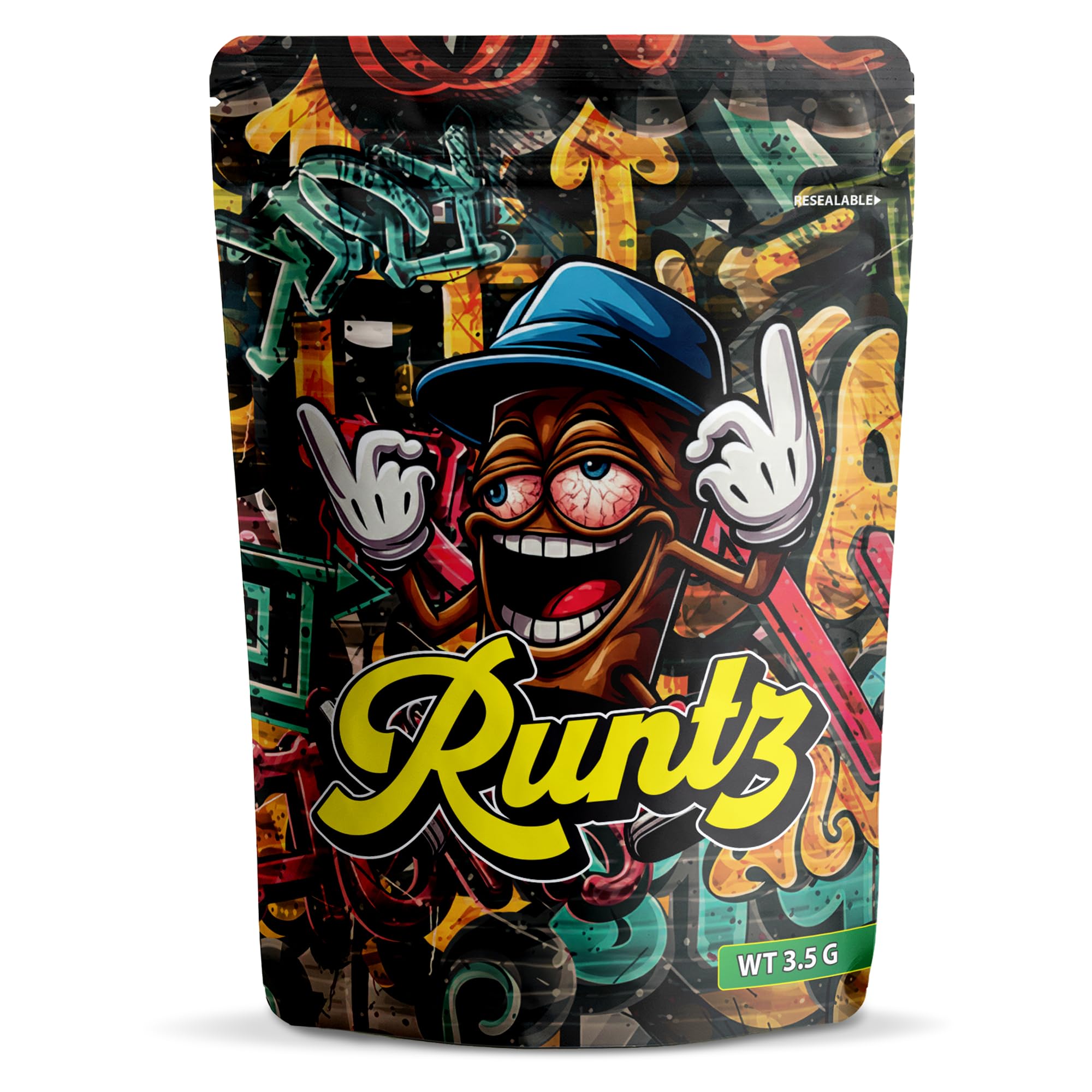 50 Pcs Cali Packs 3.5g Bag Mylar Storage Bags, Ziplock Smell Proof Pouches 12 cm x 10 cm, 3.5g Reusable Baggies for Snack, Candy Cookies Stand up pouches (Runtz) โ image 1