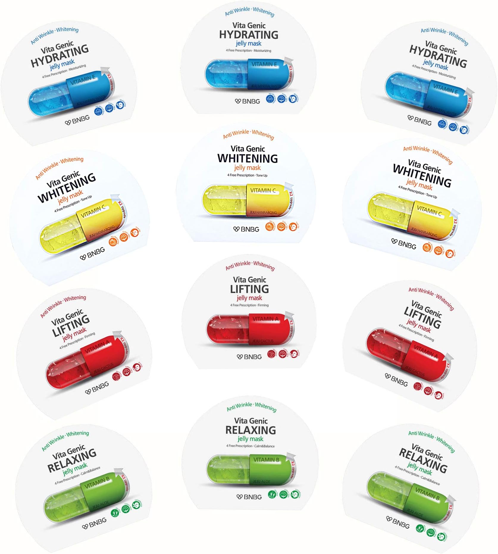 Vita Genic Jelly Korean Face Sheet Mask 4types Hydrating Relaxing Lifting Whitening 12ea